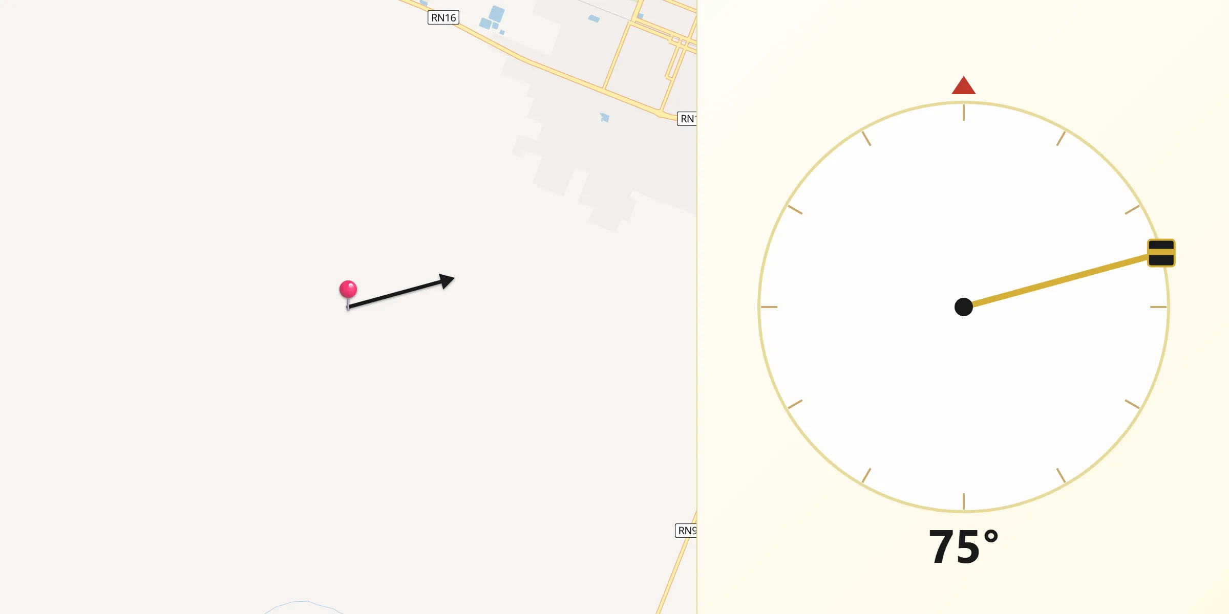Dirección de la Qibla desde Departamento de Comandante Fernández