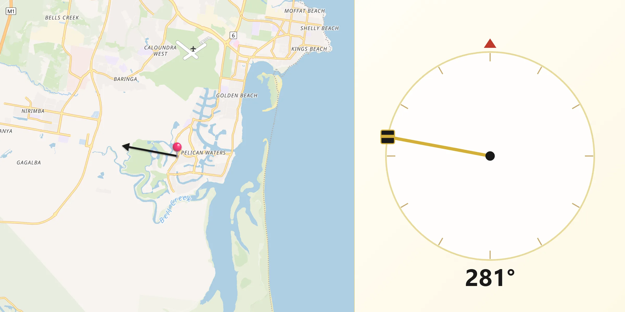 Qibla Direction from Pelican Waters