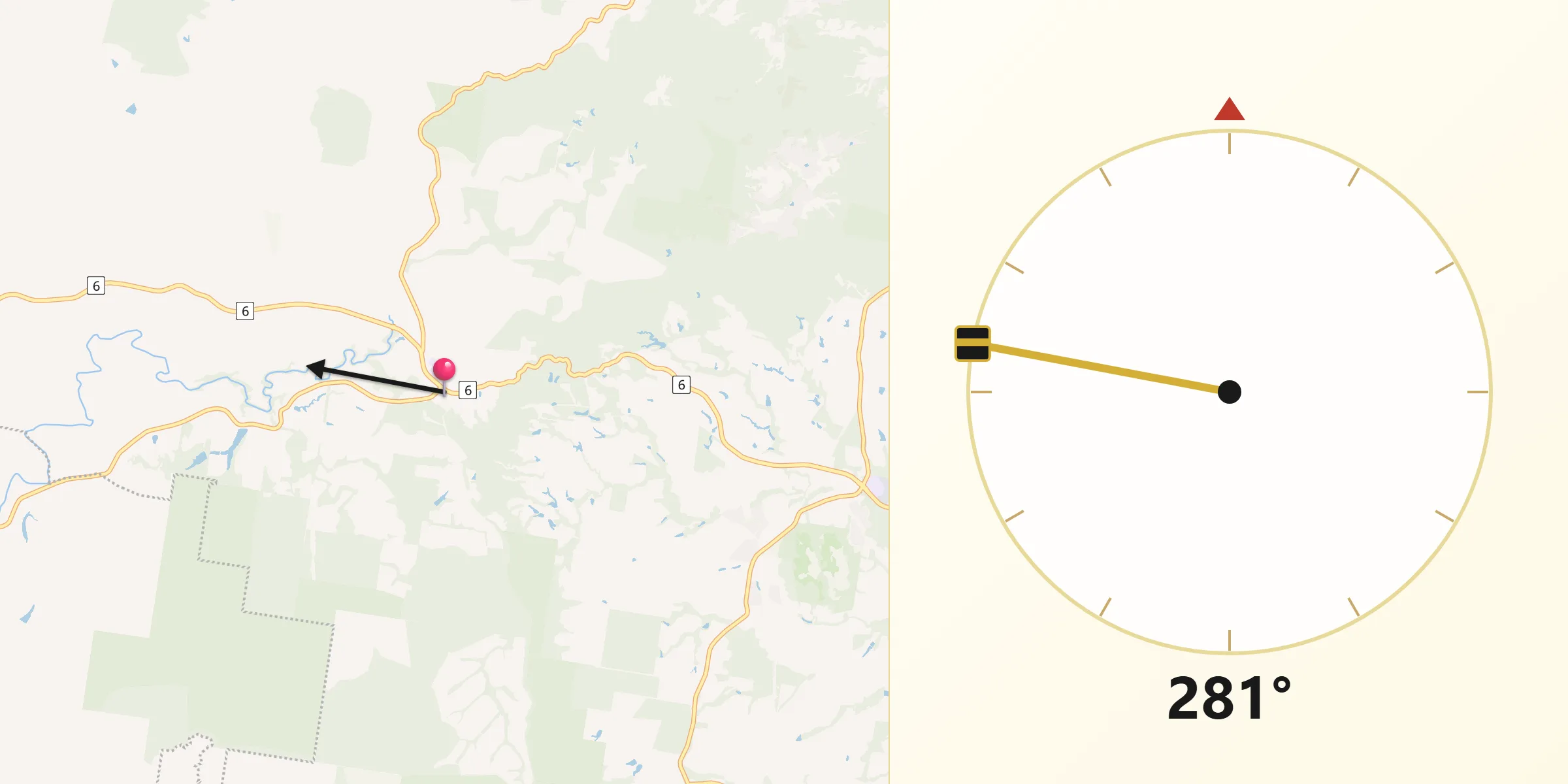 Qibla Direction from Peachester