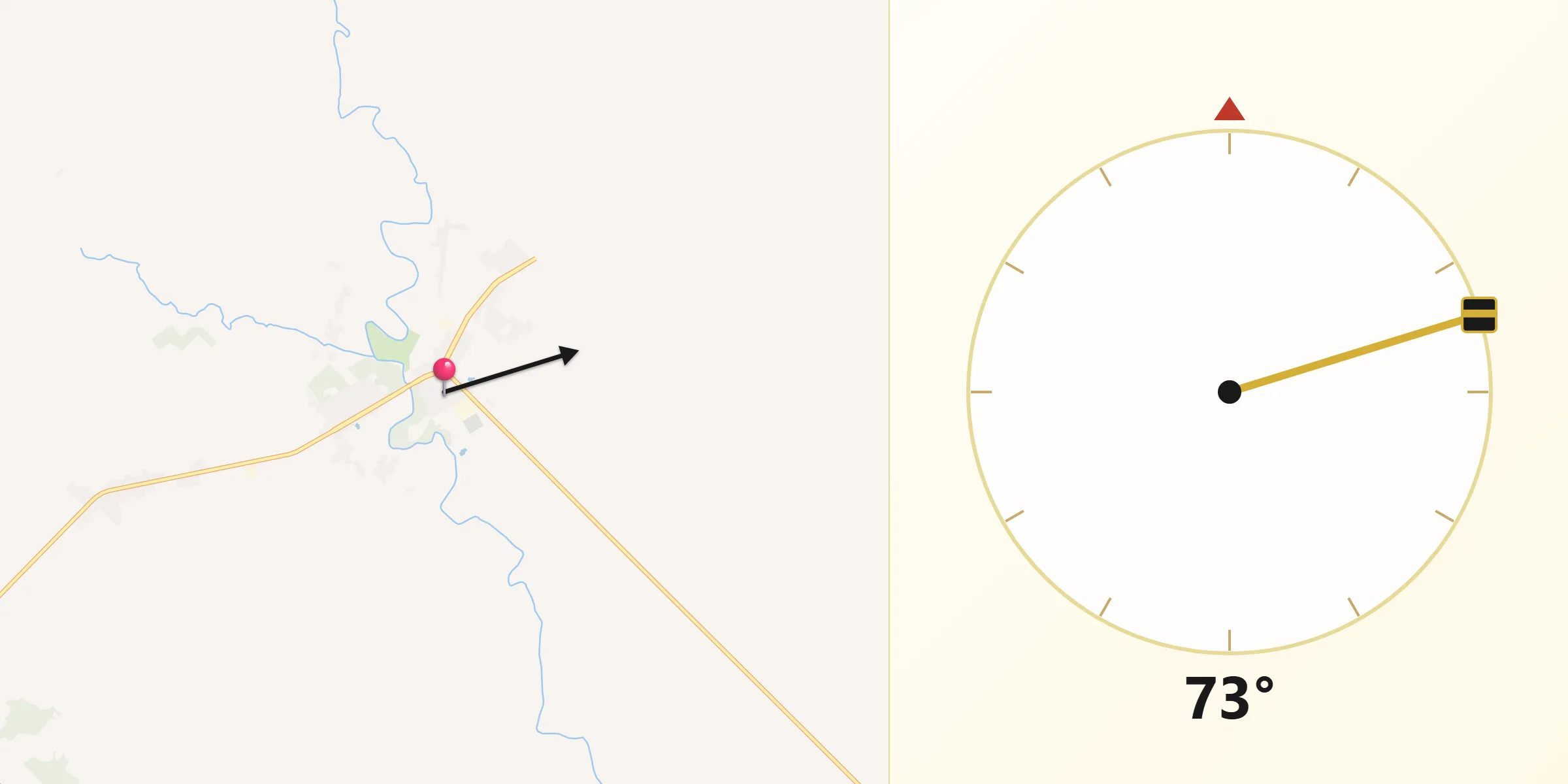 Dirección de la Qibla desde Pirapó