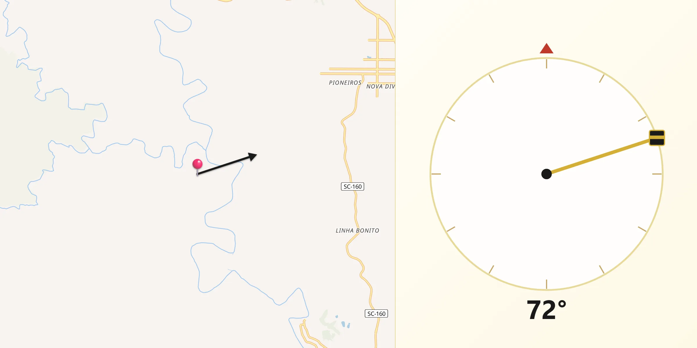 Direção da Qibla a partir de Saudades