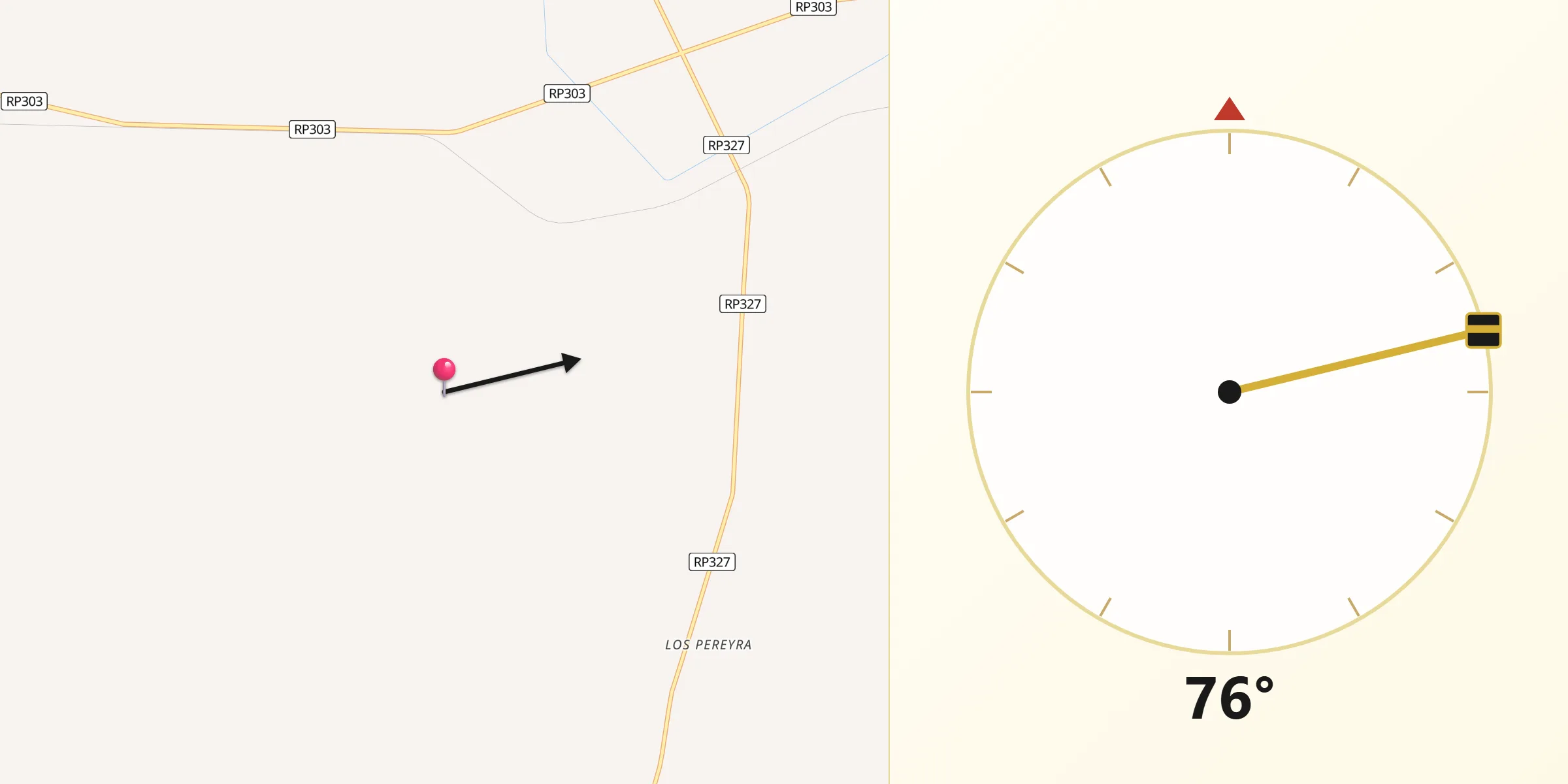 Dirección de la Qibla desde Departamento de Cruz Alta