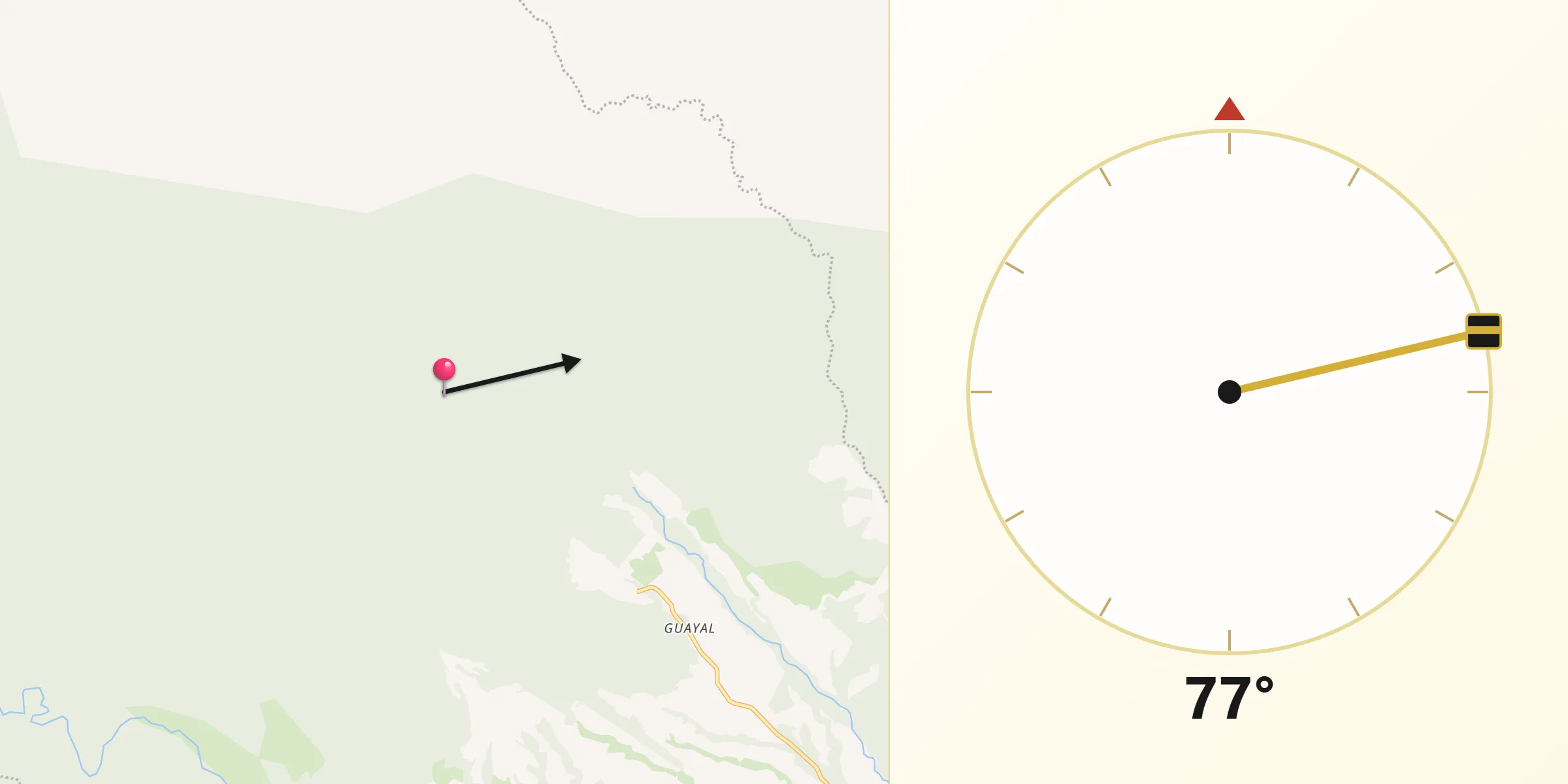 Dirección de la Qibla desde Departamento de Famaillá