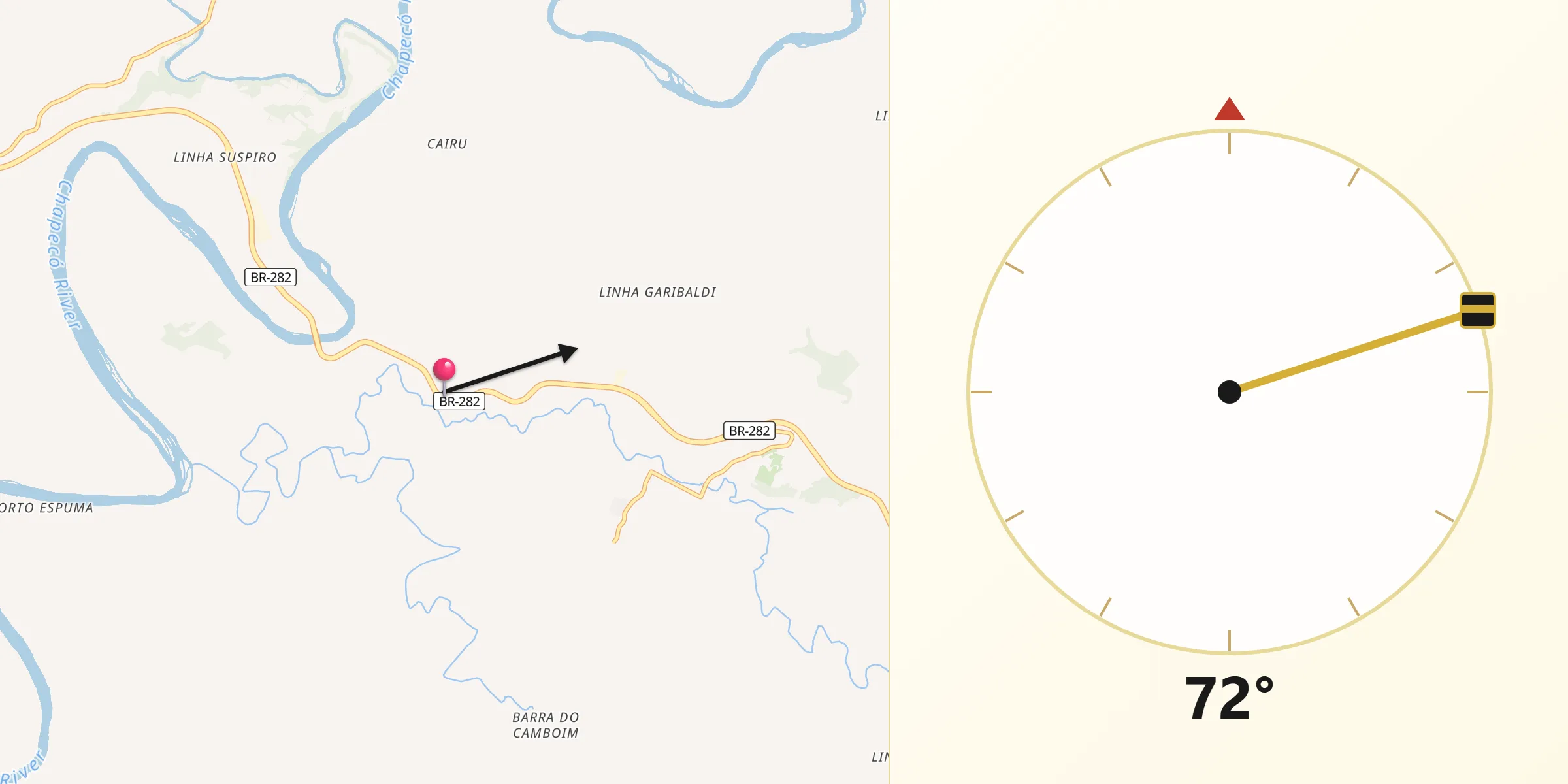 Direção da Qibla a partir de Nova Itaberaba