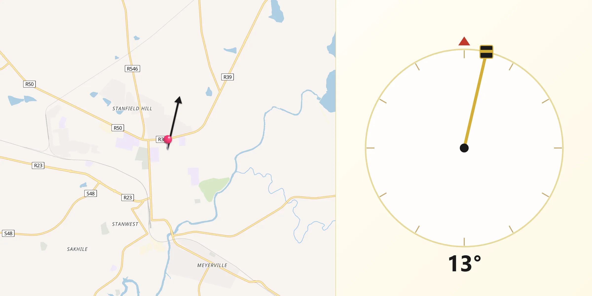 Qibla Direction from Standerton