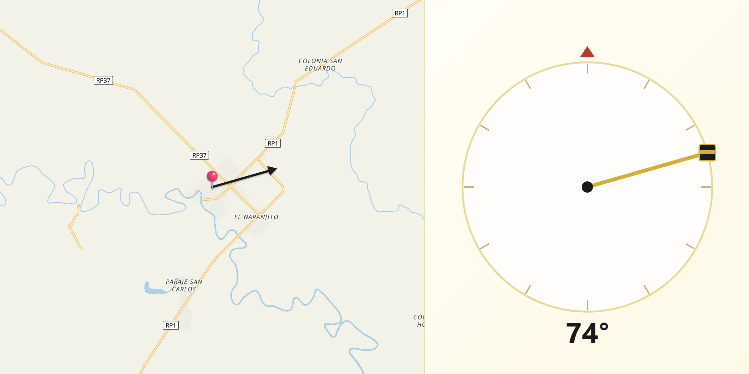Dirección de la Qibla desde General Vedia