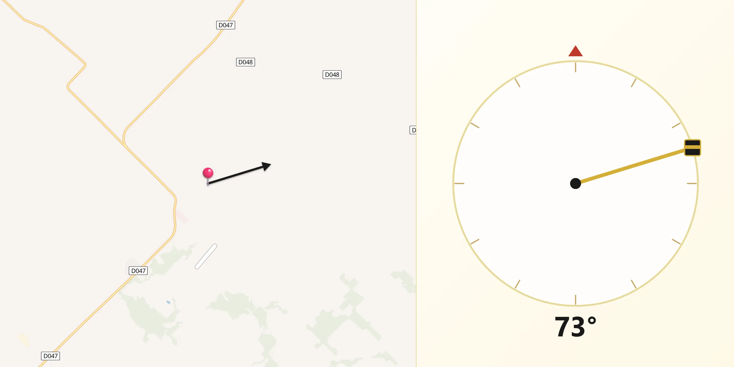Dirección de la Qibla desde Fram