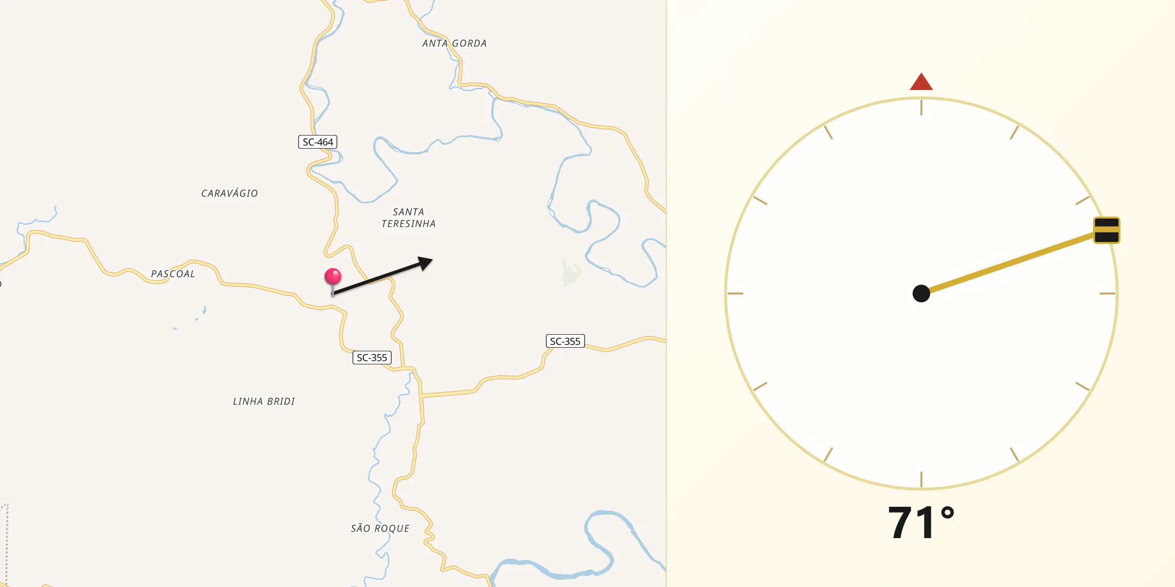 Direção da Qibla a partir de Iomerê