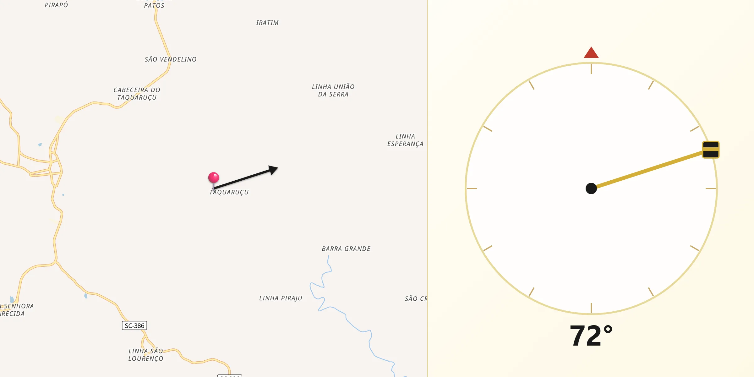 Direção da Qibla a partir de Iporã do Oeste
