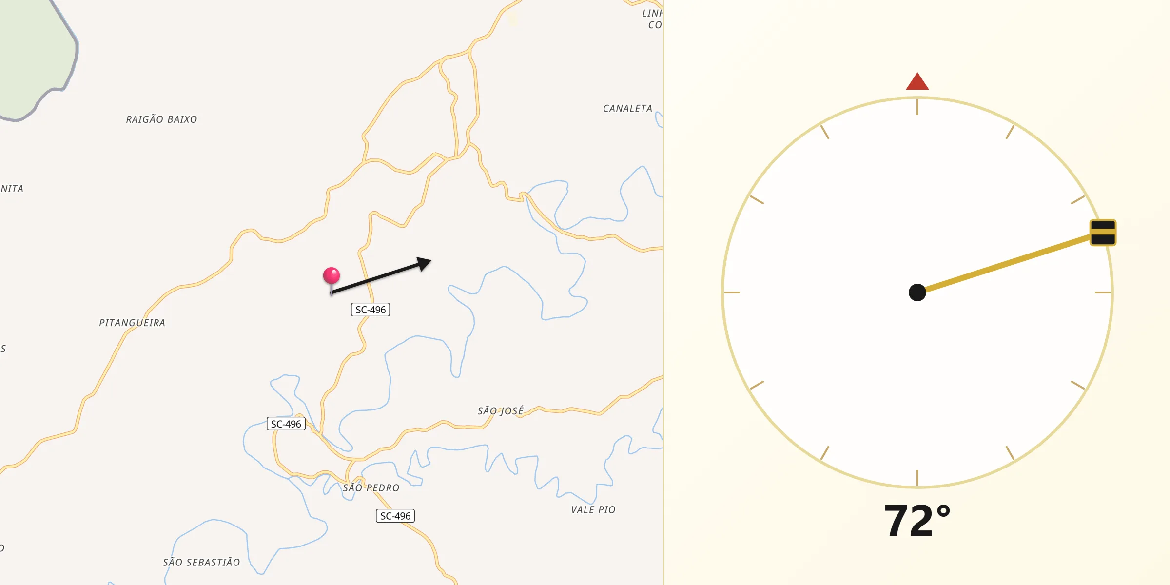 Direção da Qibla a partir de Tunápolis
