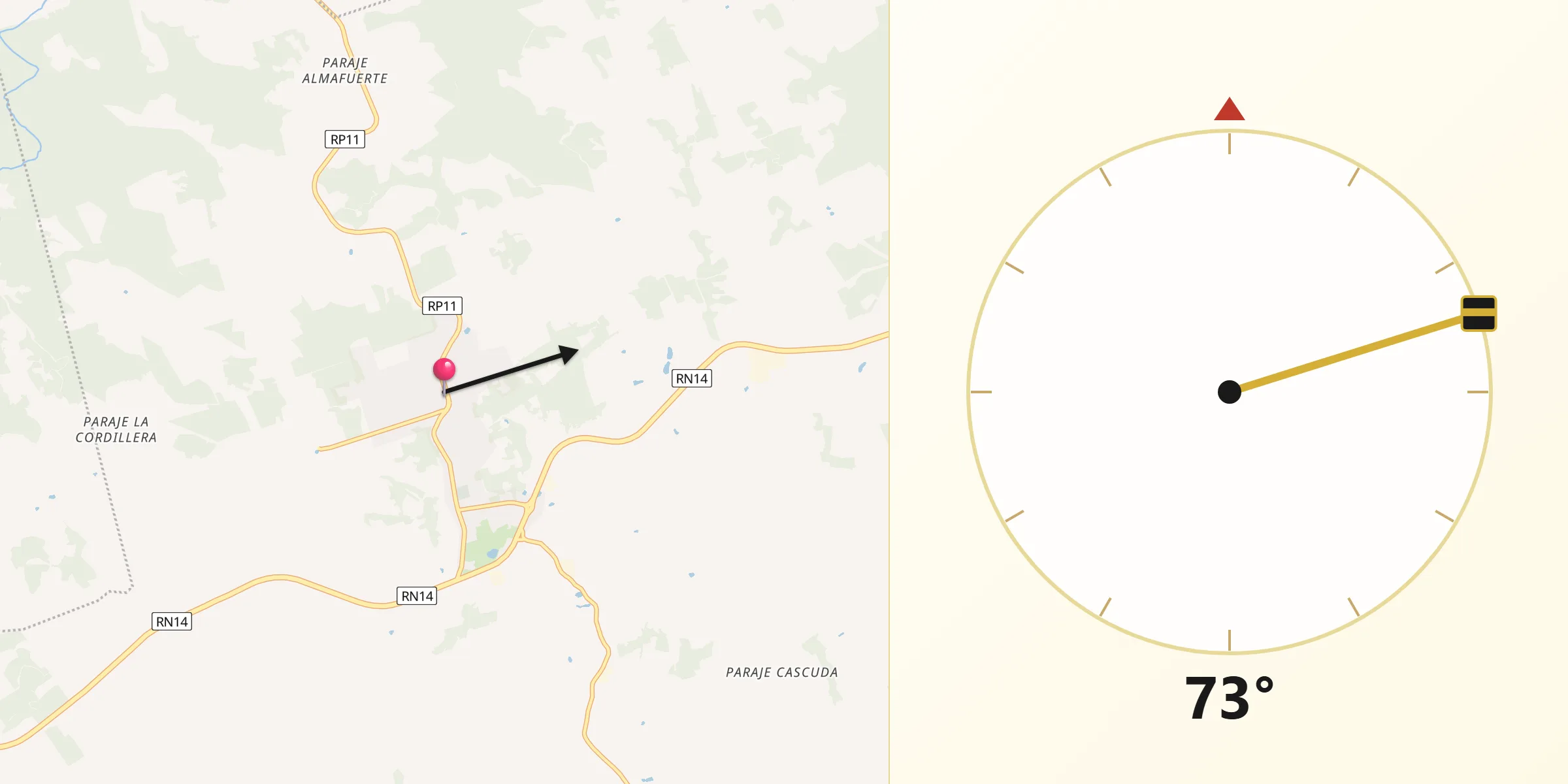 Dirección de la Qibla desde Dos de Mayo