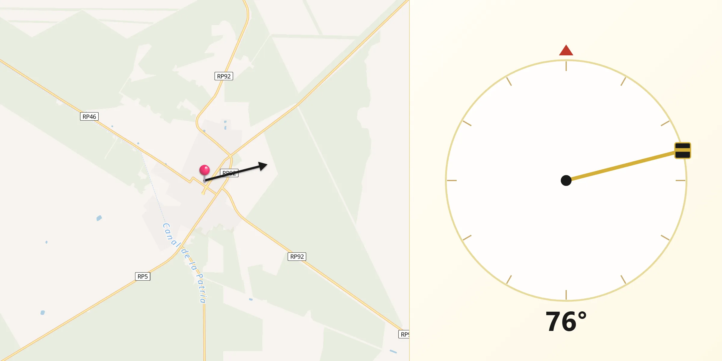 Dirección de la Qibla desde Tintina