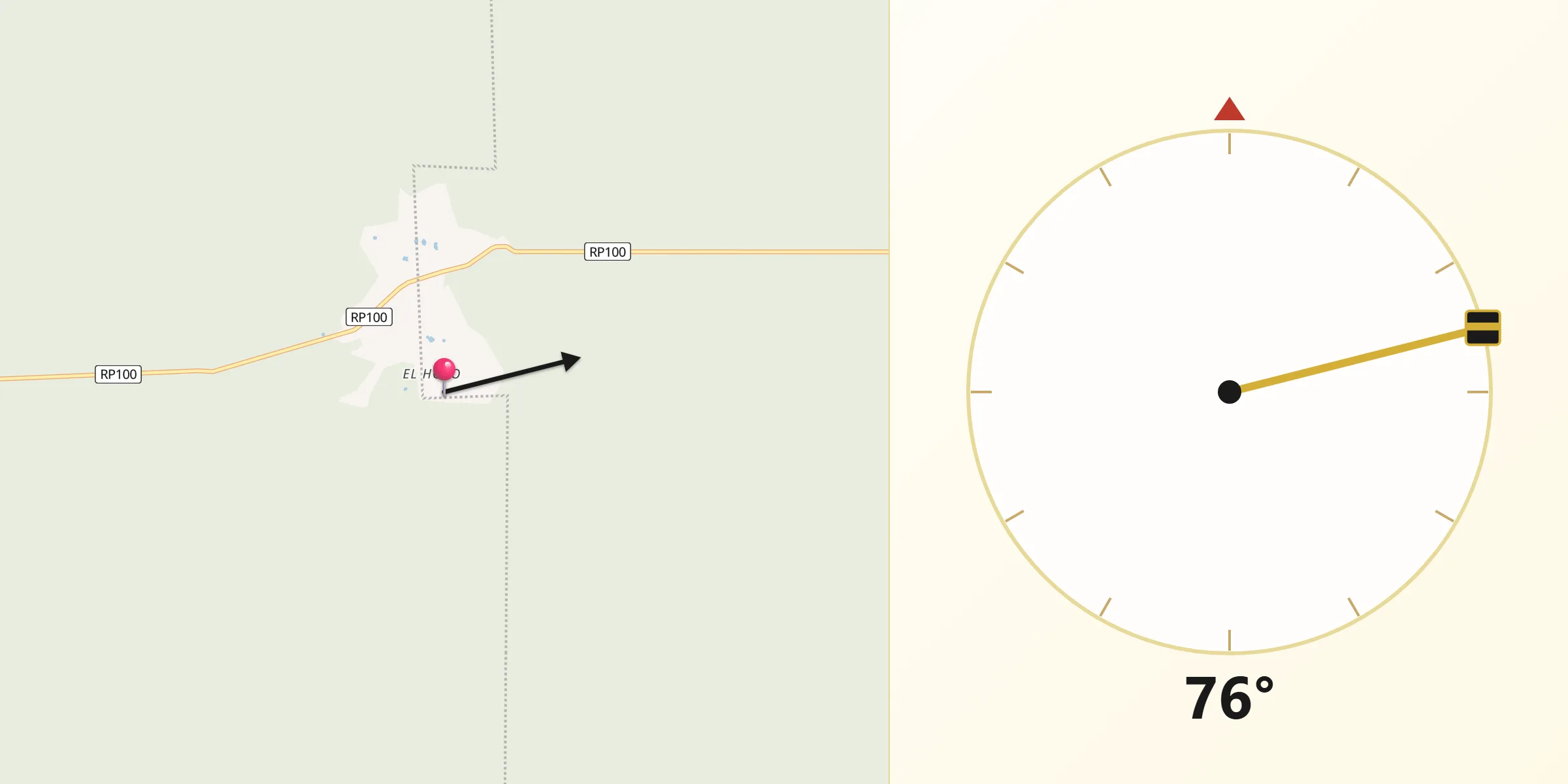 Dirección de la Qibla desde El Hoyo