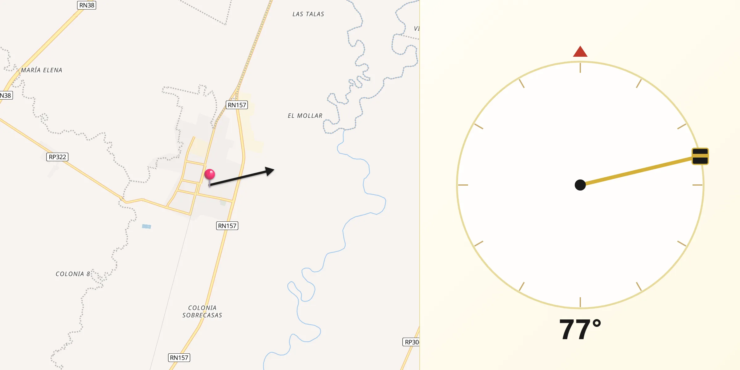 Dirección de la Qibla desde Bella Vista