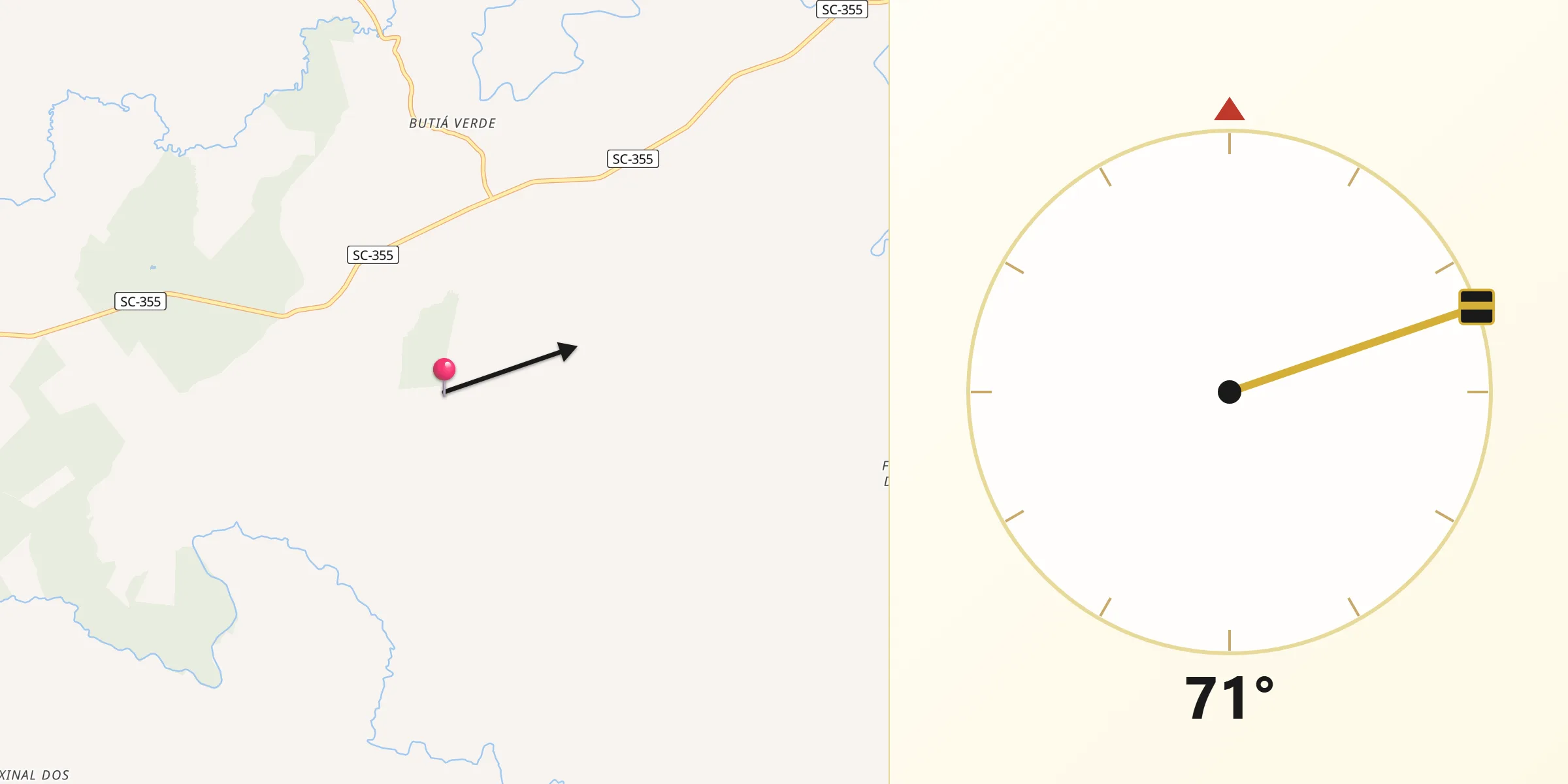 Direção da Qibla a partir de Fraiburgo