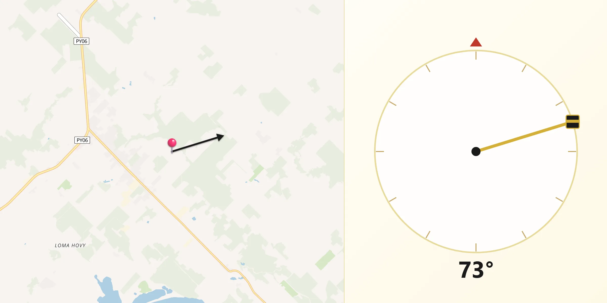 Dirección de la Qibla desde Bella Vista