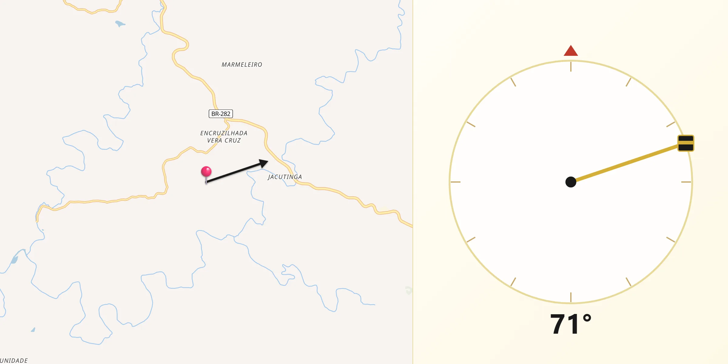 Direção da Qibla a partir de Catanduvas