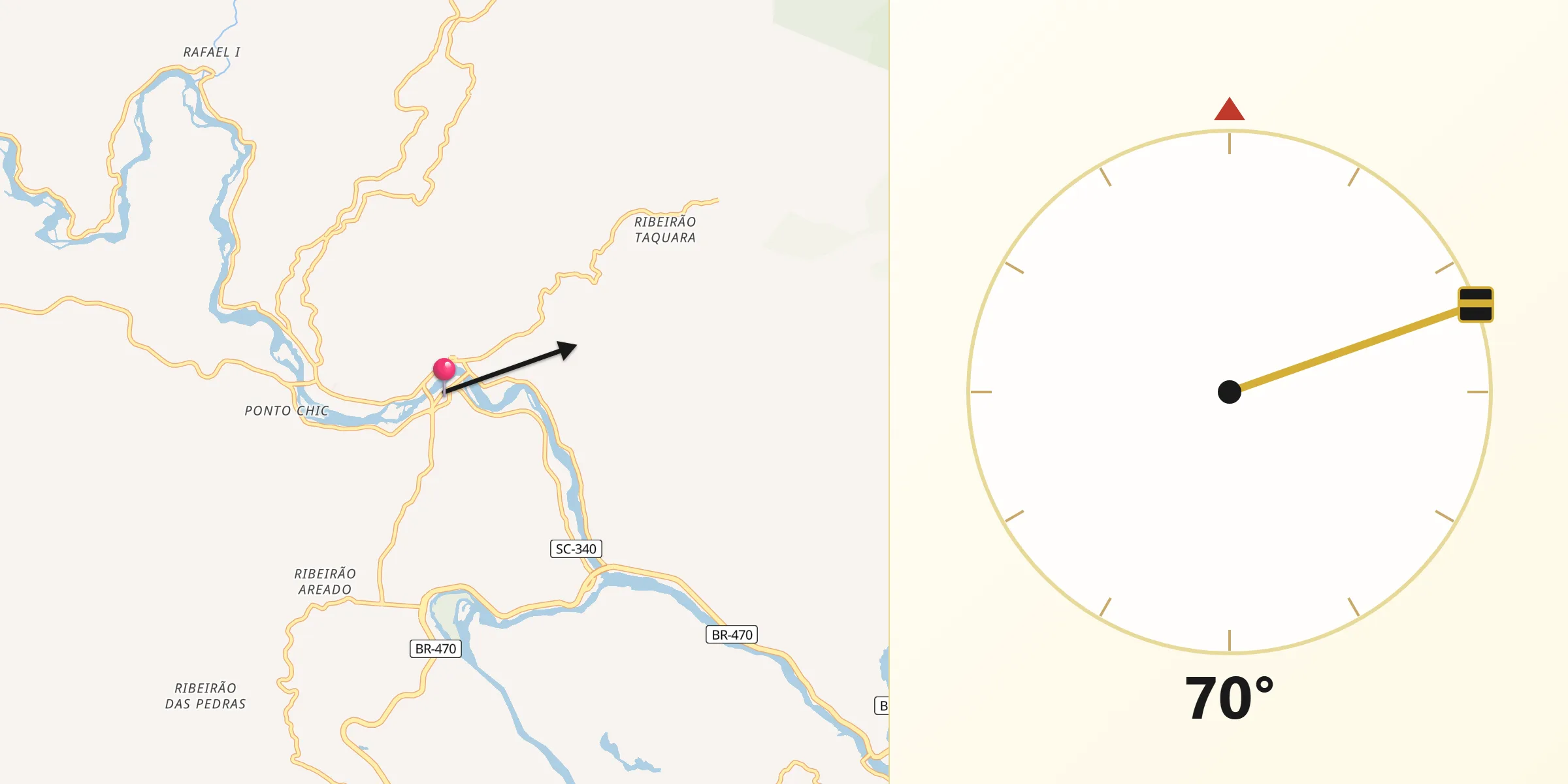 Direção da Qibla a partir de Ibirama