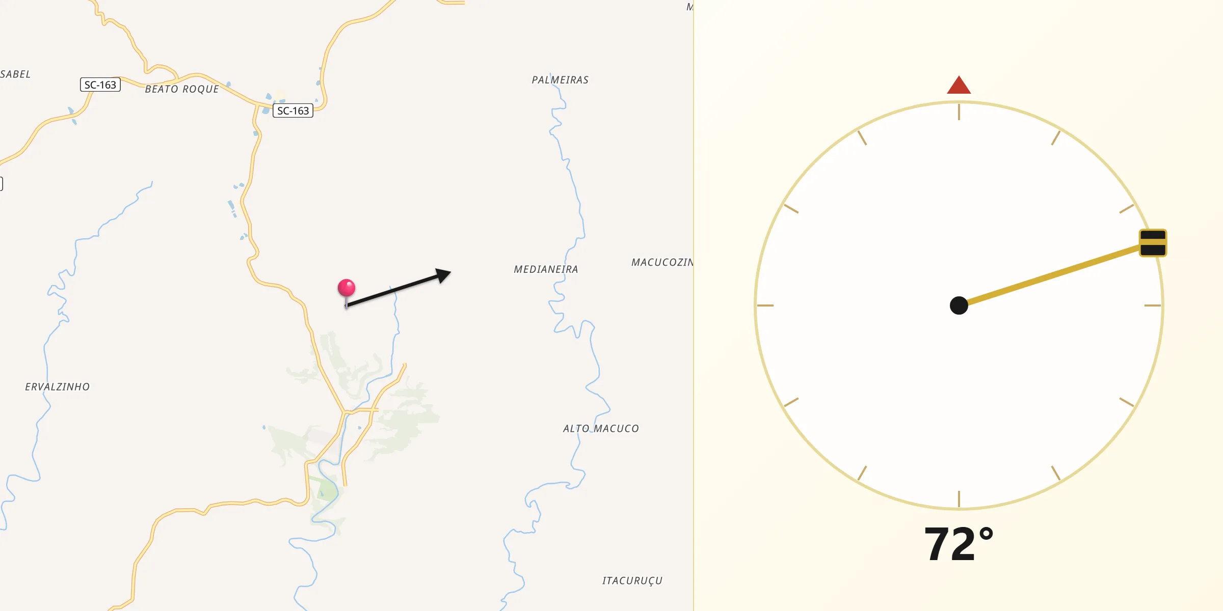 Direção da Qibla a partir de São João do Oeste