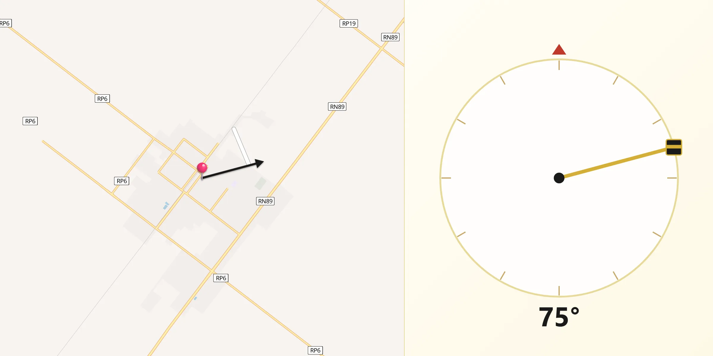 Dirección de la Qibla desde Las Breñas