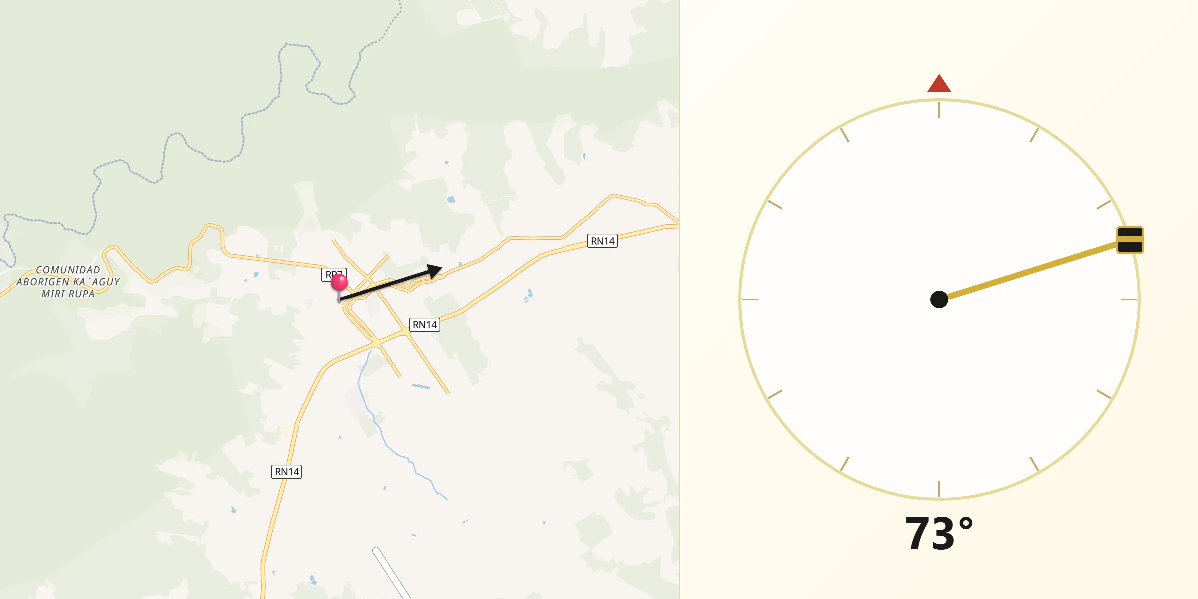 Dirección de la Qibla desde Aristóbulo del Valle
