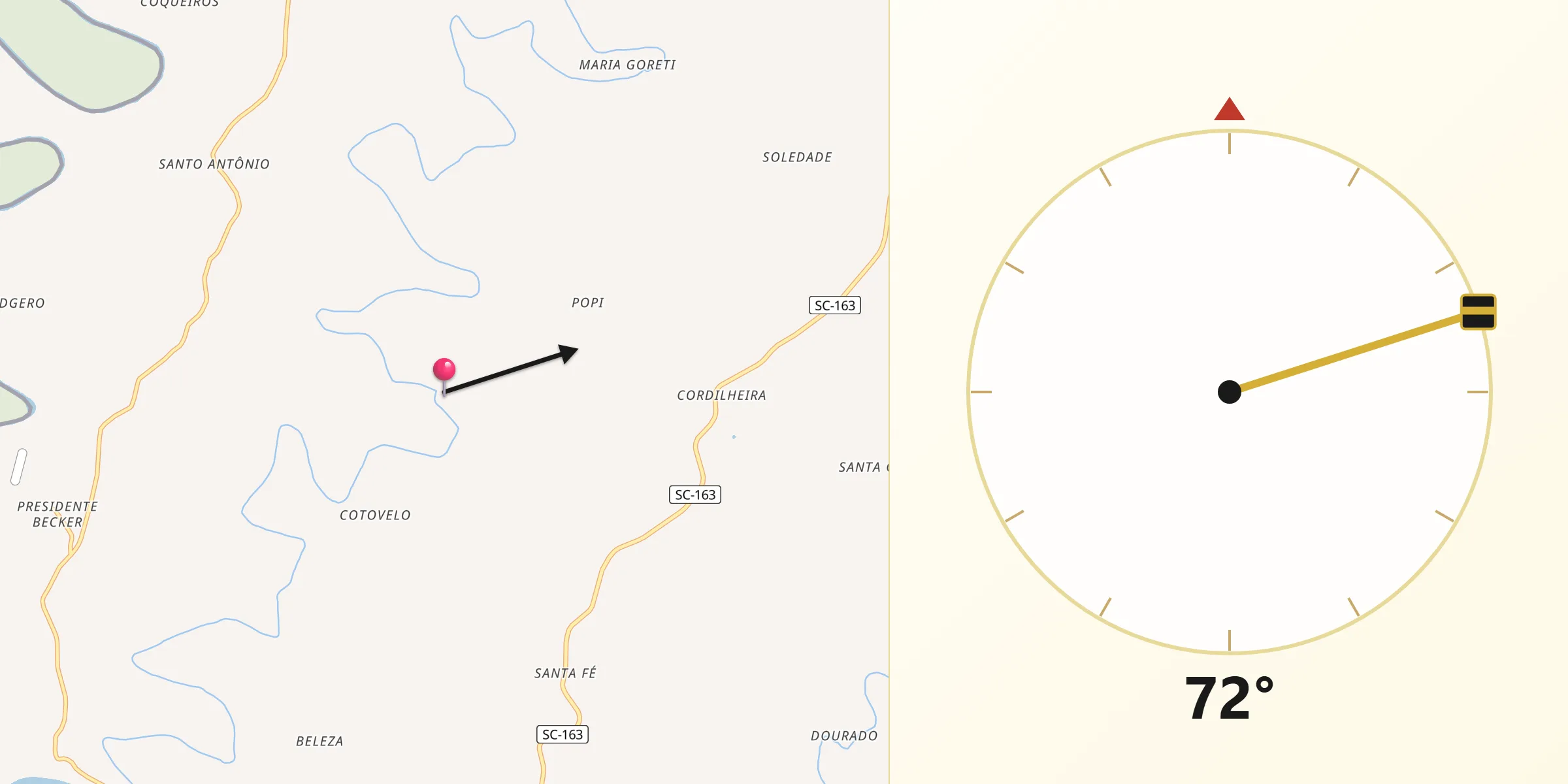 Direção da Qibla a partir de Itapiranga