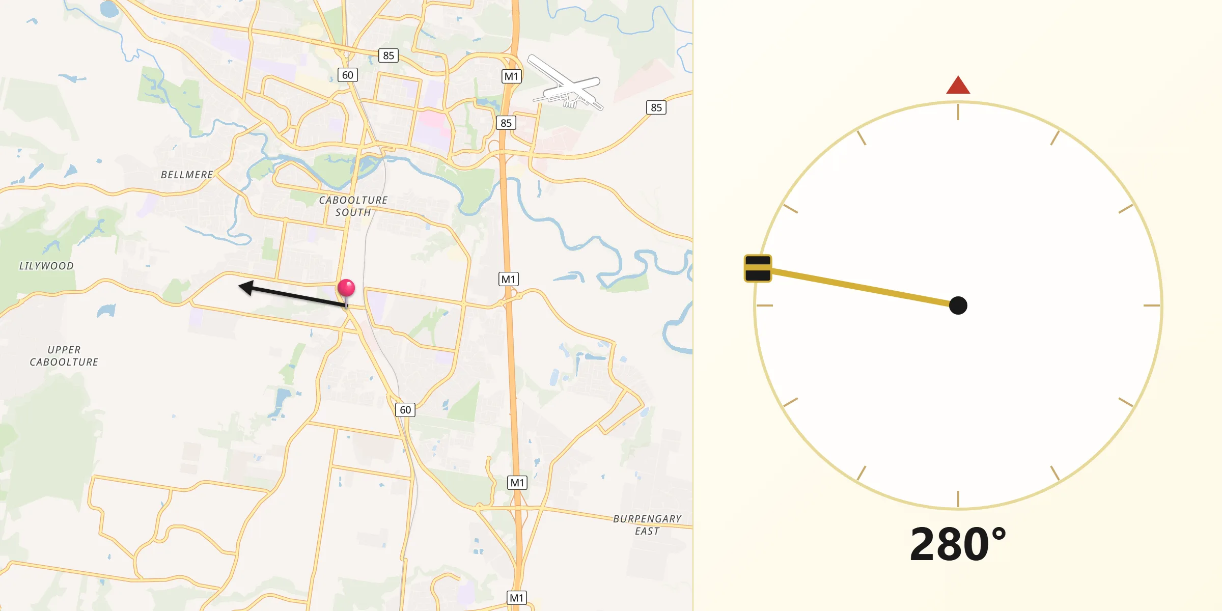 Qibla Direction from Morayfield