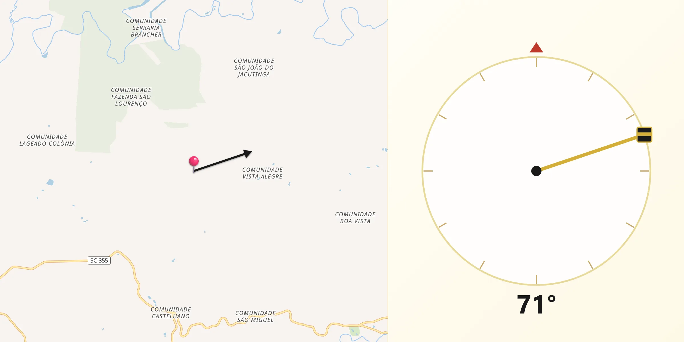 Direção da Qibla a partir de Jaborá