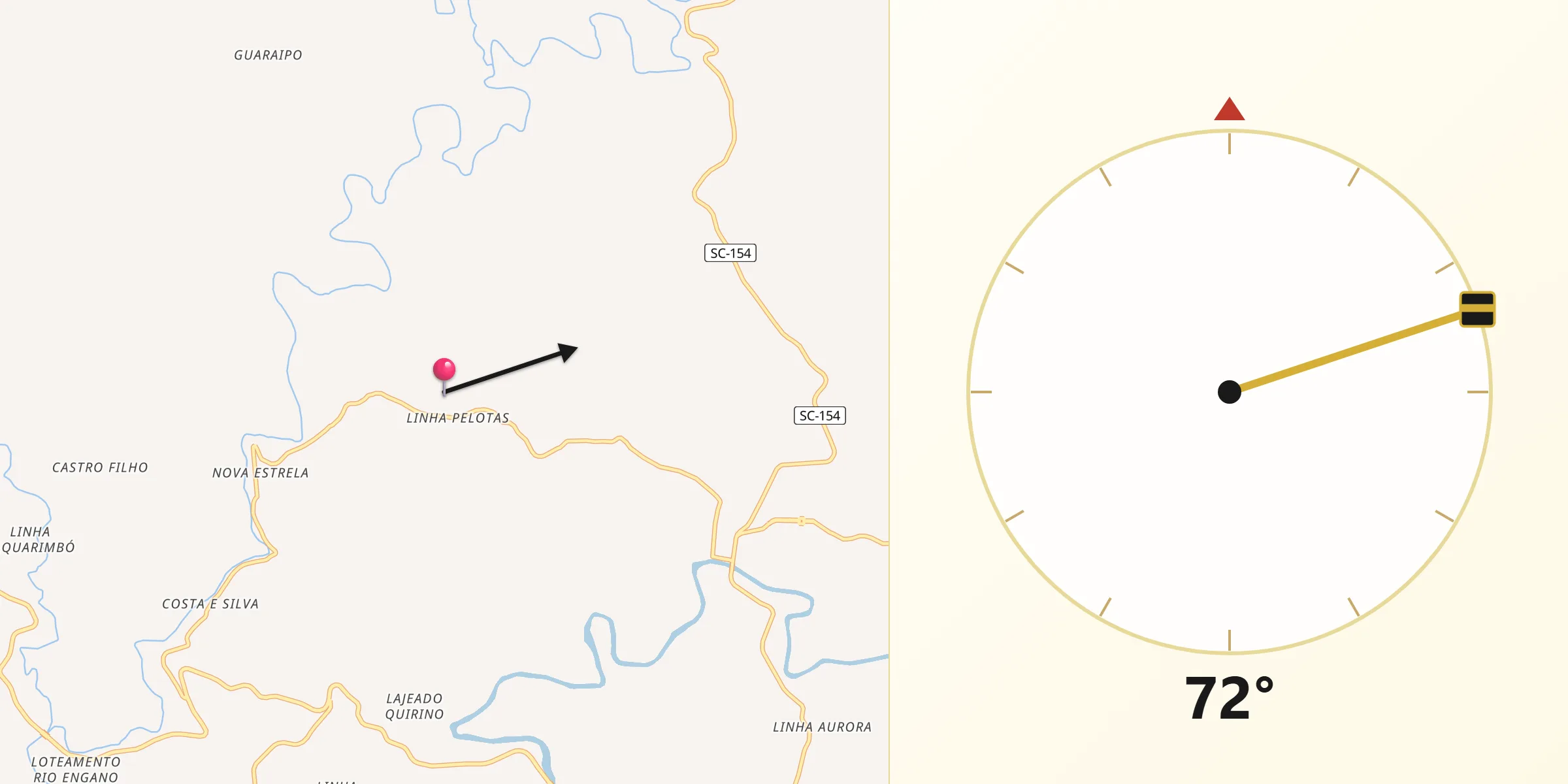Direção da Qibla a partir de Arabutã