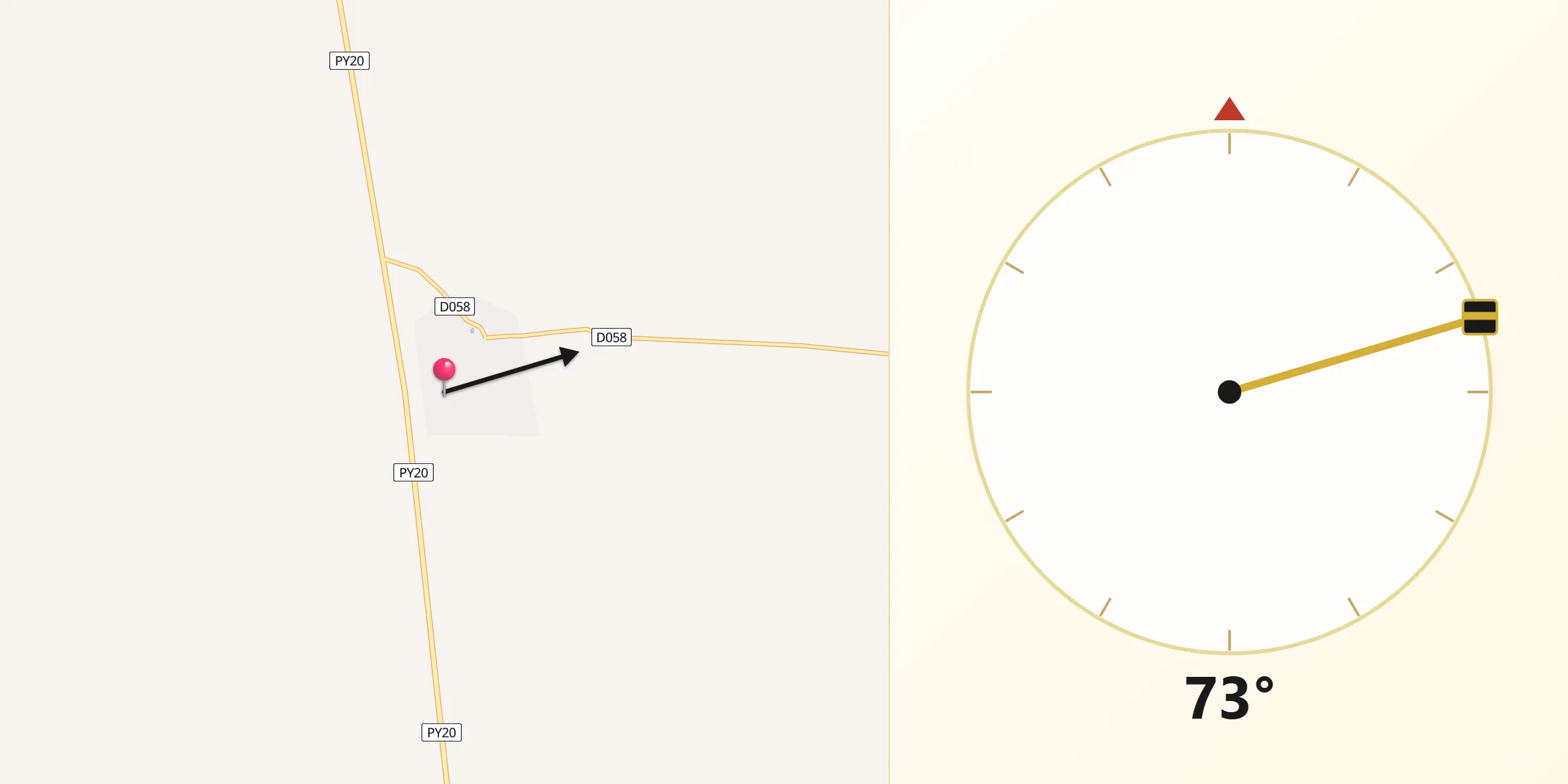 Dirección de la Qibla desde Santiago