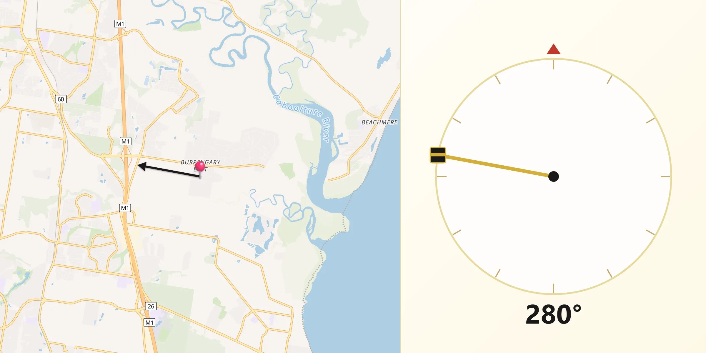 Qibla Direction from Burpengary East