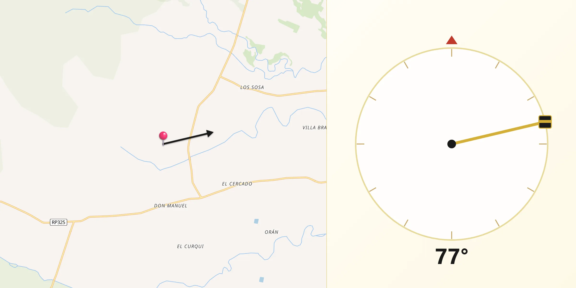Dirección de la Qibla desde Departamento de Monteros