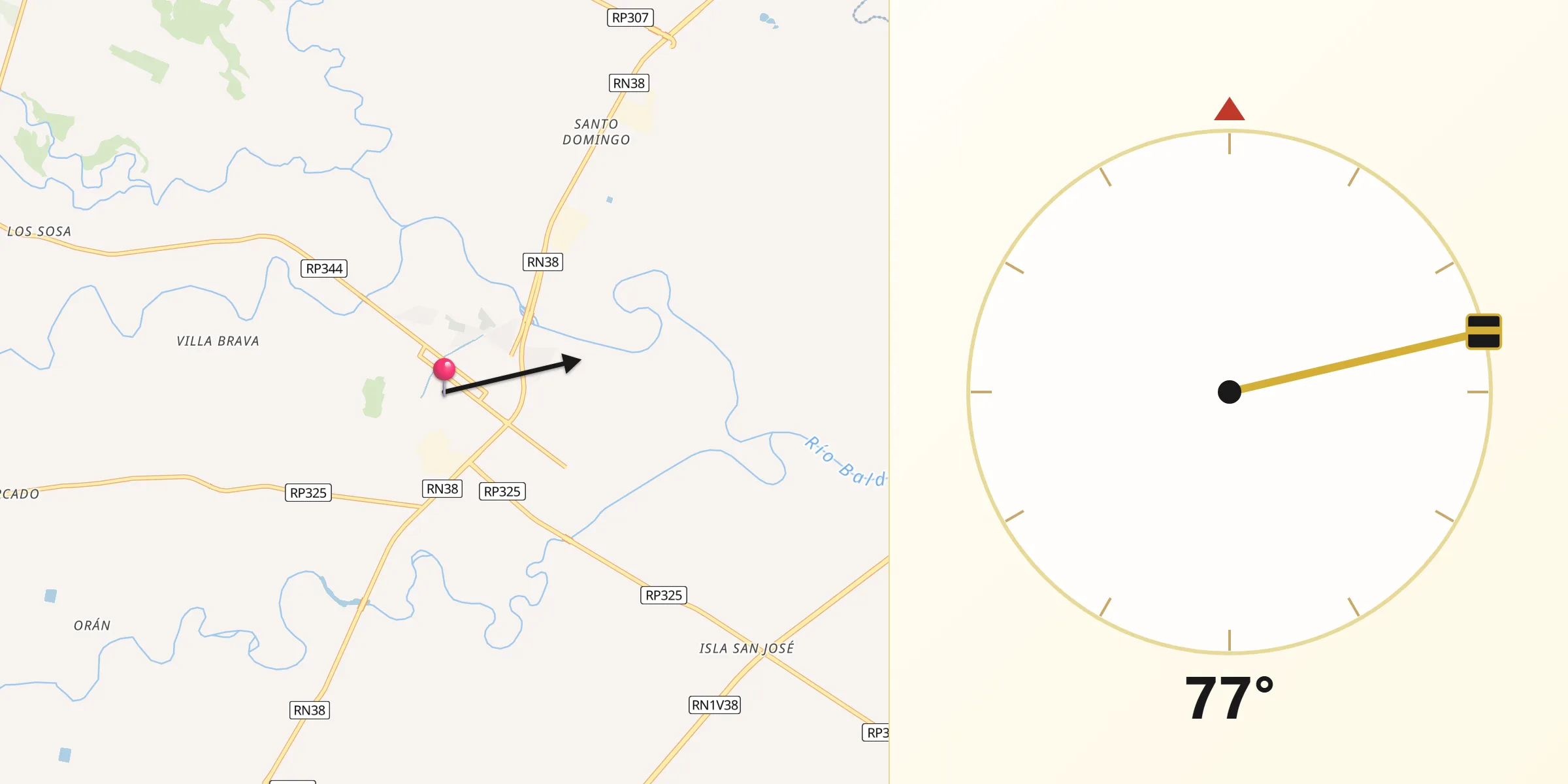Dirección de la Qibla desde Monteros