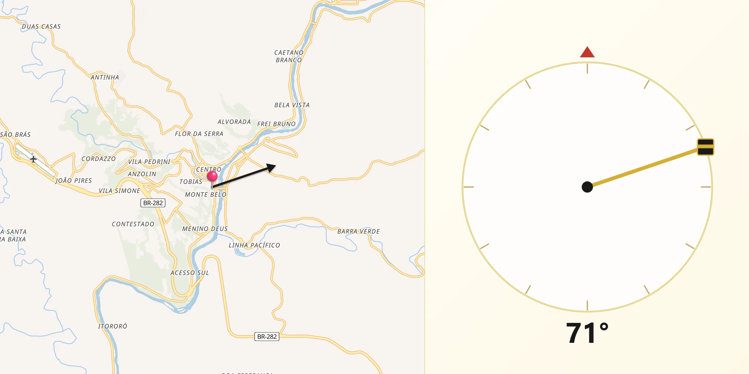 Direção da Qibla a partir de Joaçaba