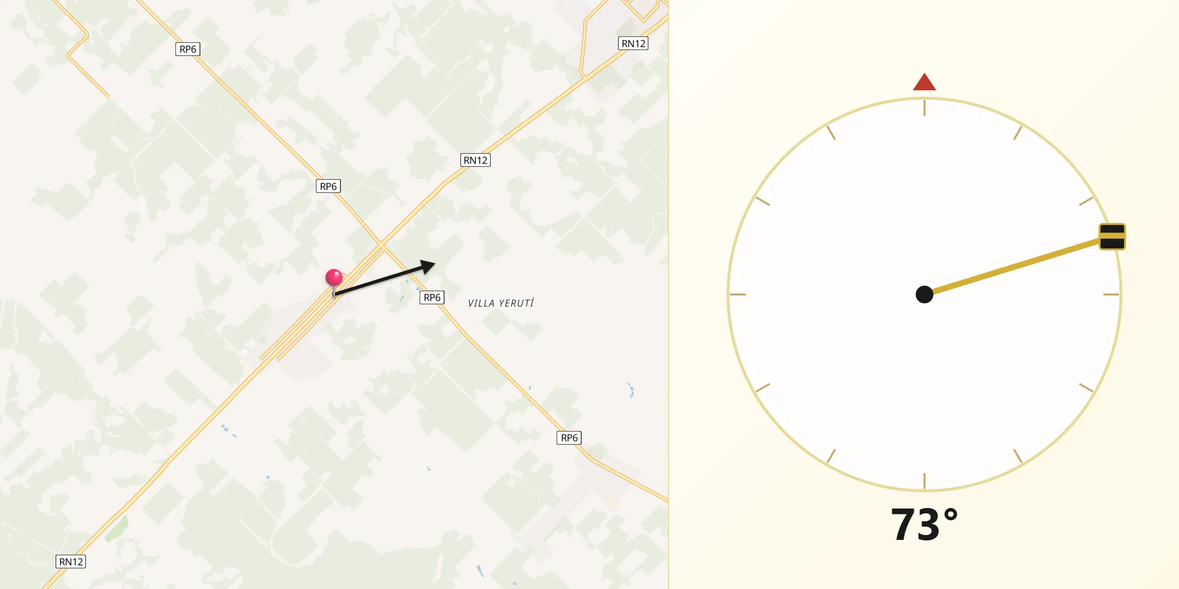 Dirección de la Qibla desde Gobernador Roca
