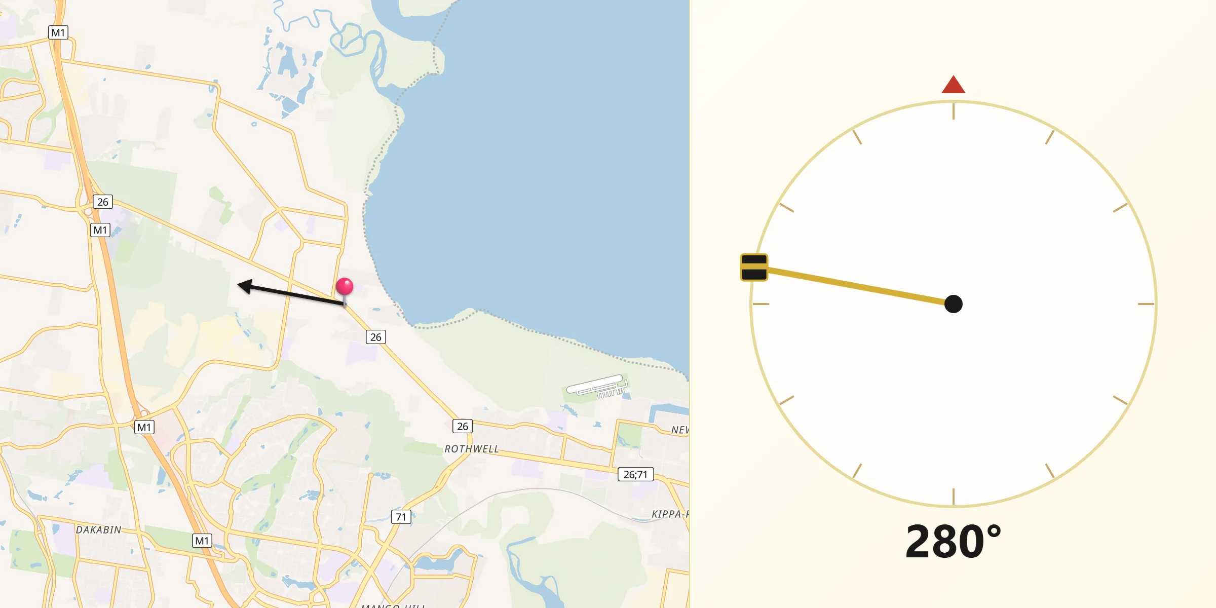 Qibla Direction from Deception Bay