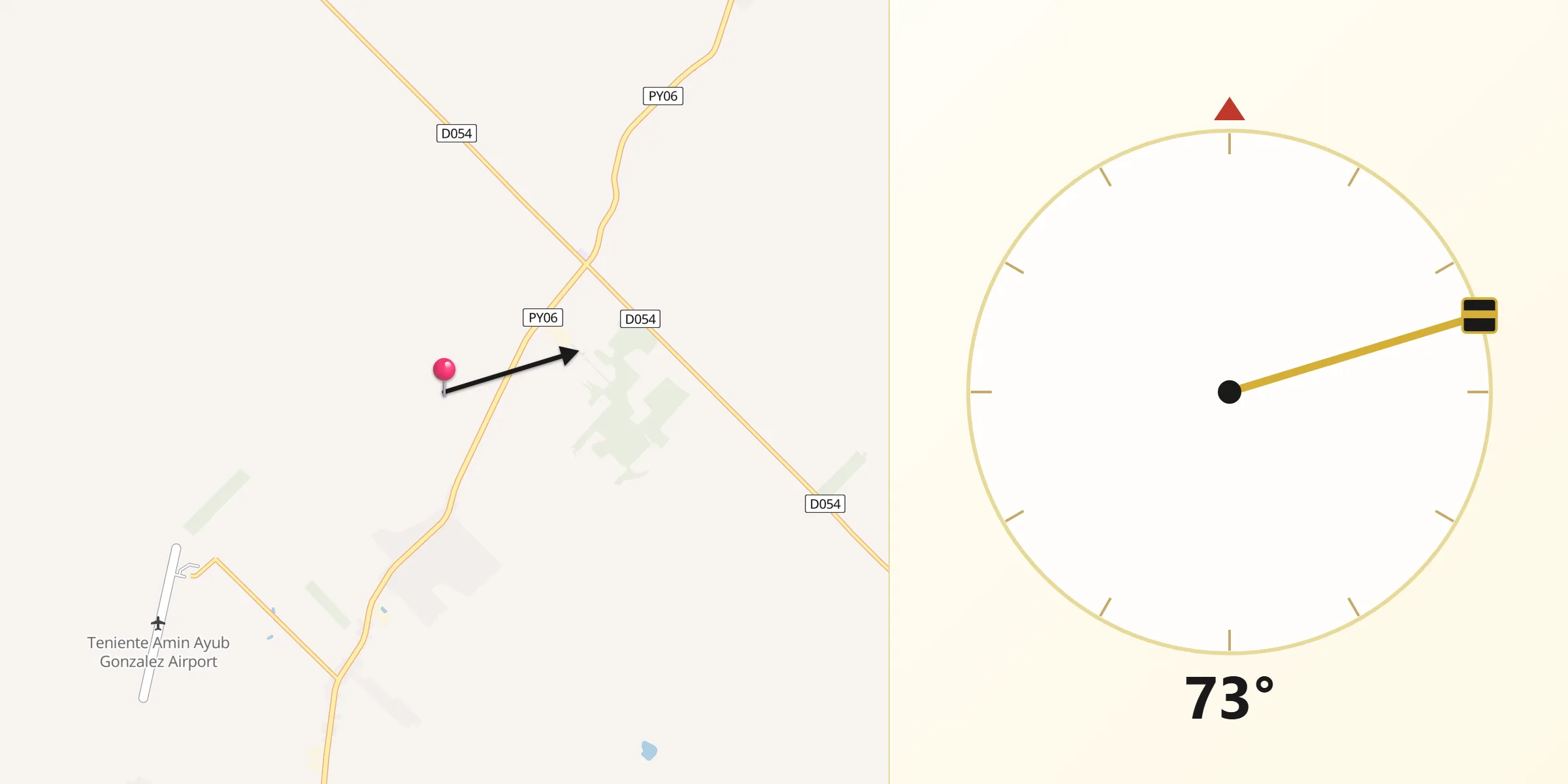 Dirección de la Qibla desde Capitán Miranda