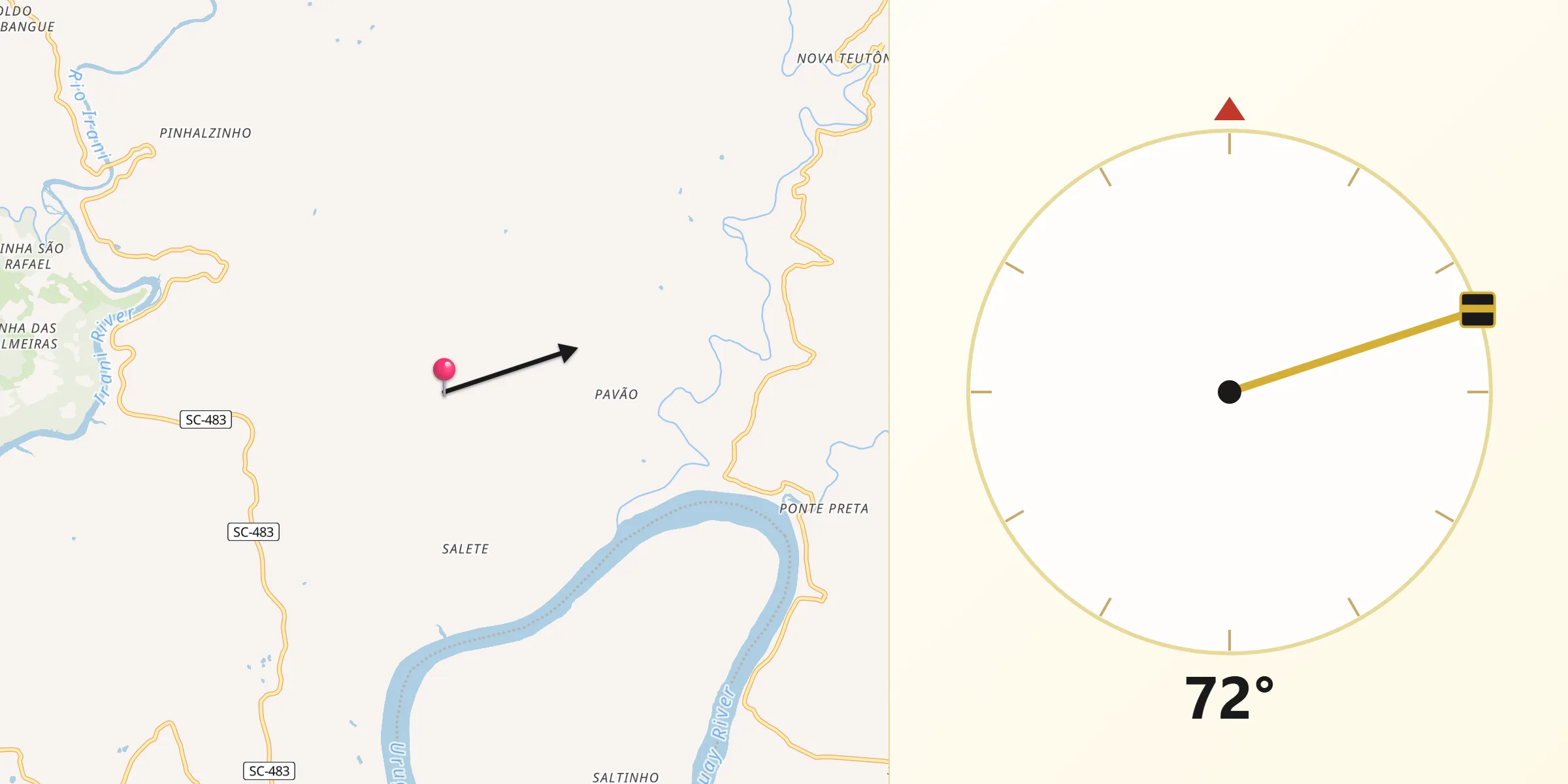 Direção da Qibla a partir de Paial
