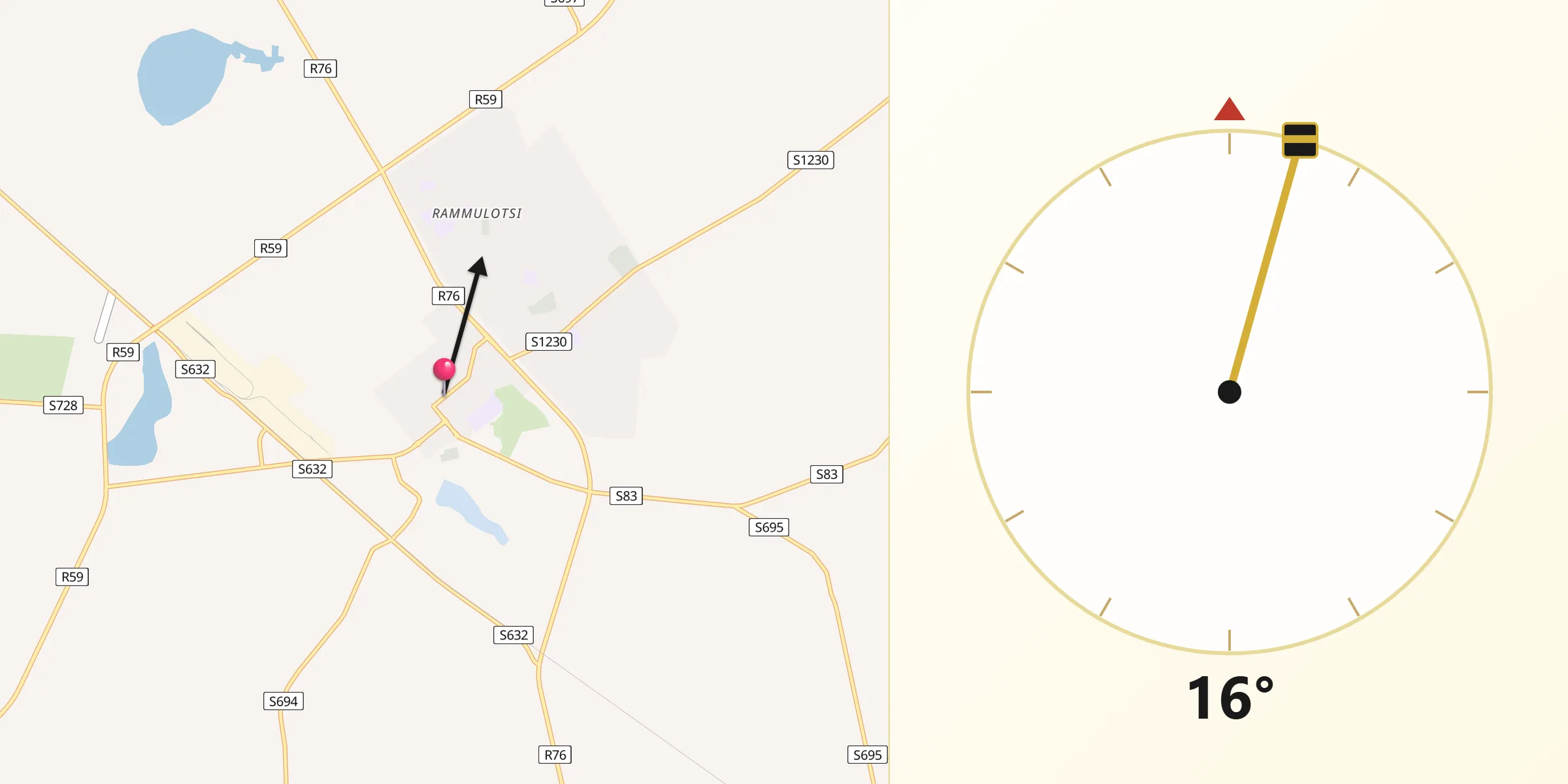 Qibla Direction from Viljoenskroon