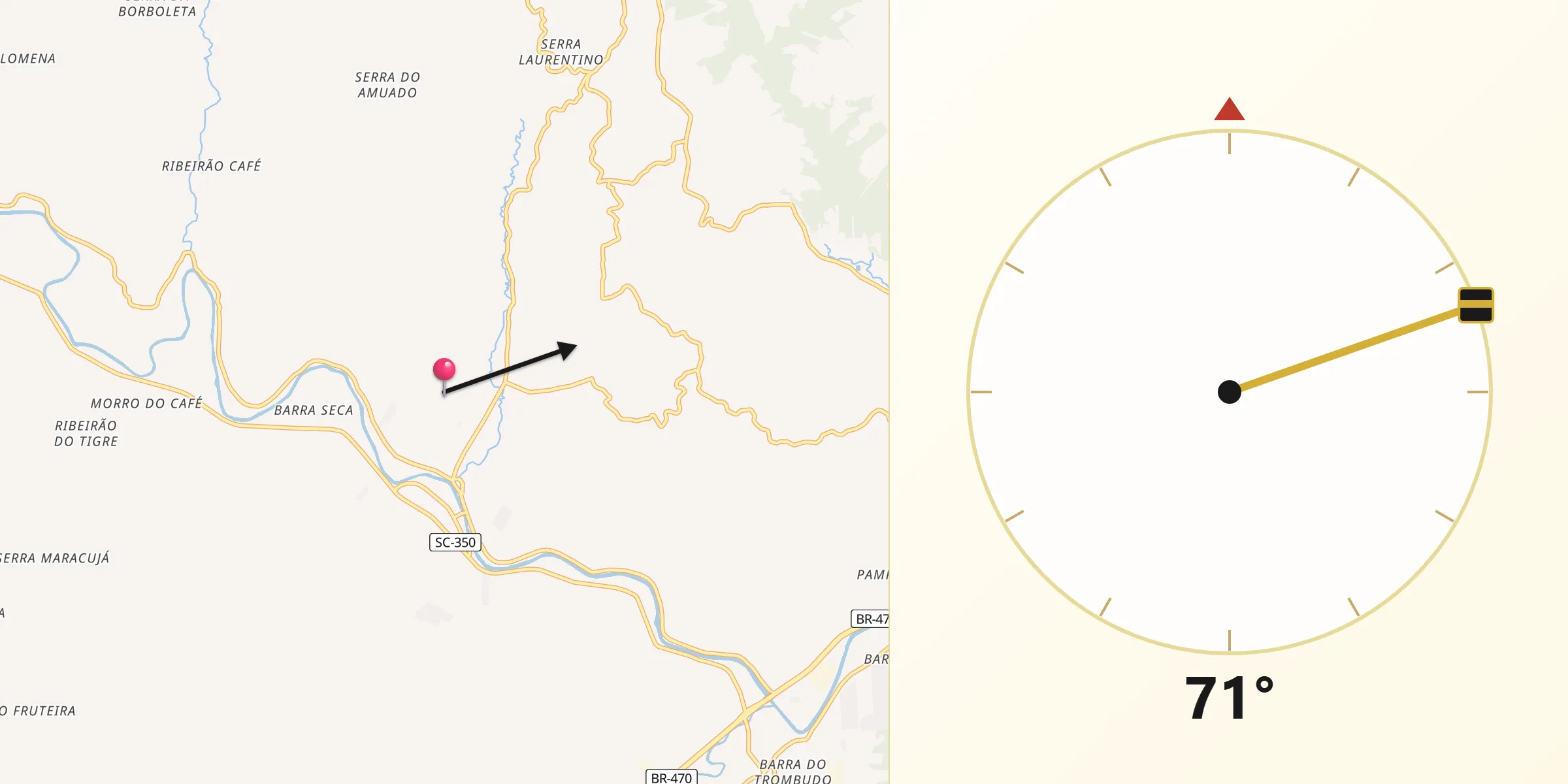 Direção da Qibla a partir de Laurentino