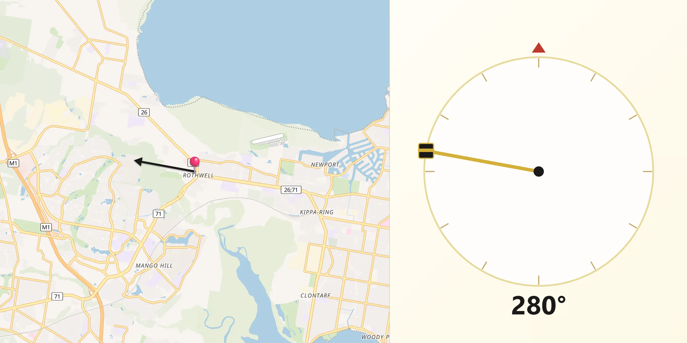 Qibla Direction from Rothwell
