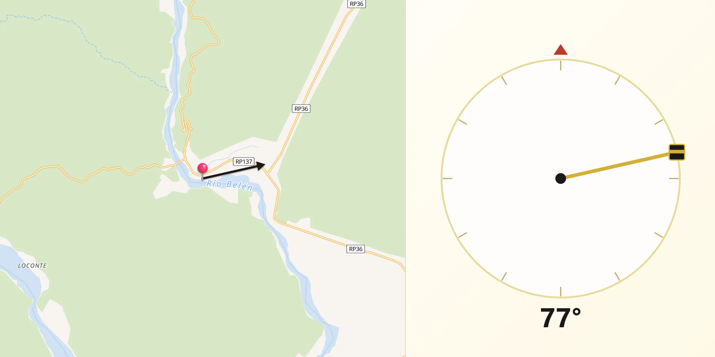 Dirección de la Qibla desde Puerta de Corral Quemado