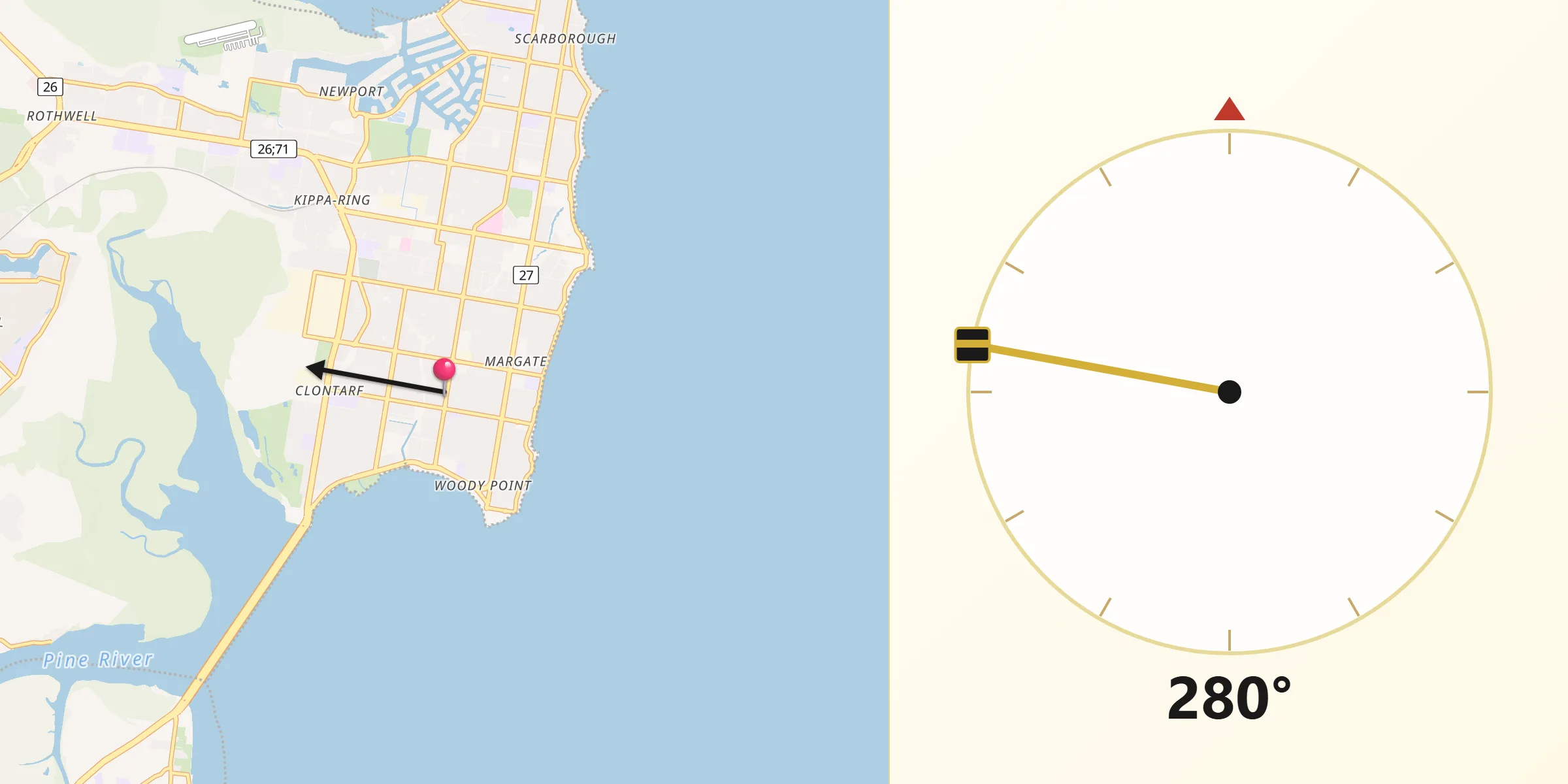 Qibla Direction from Margate