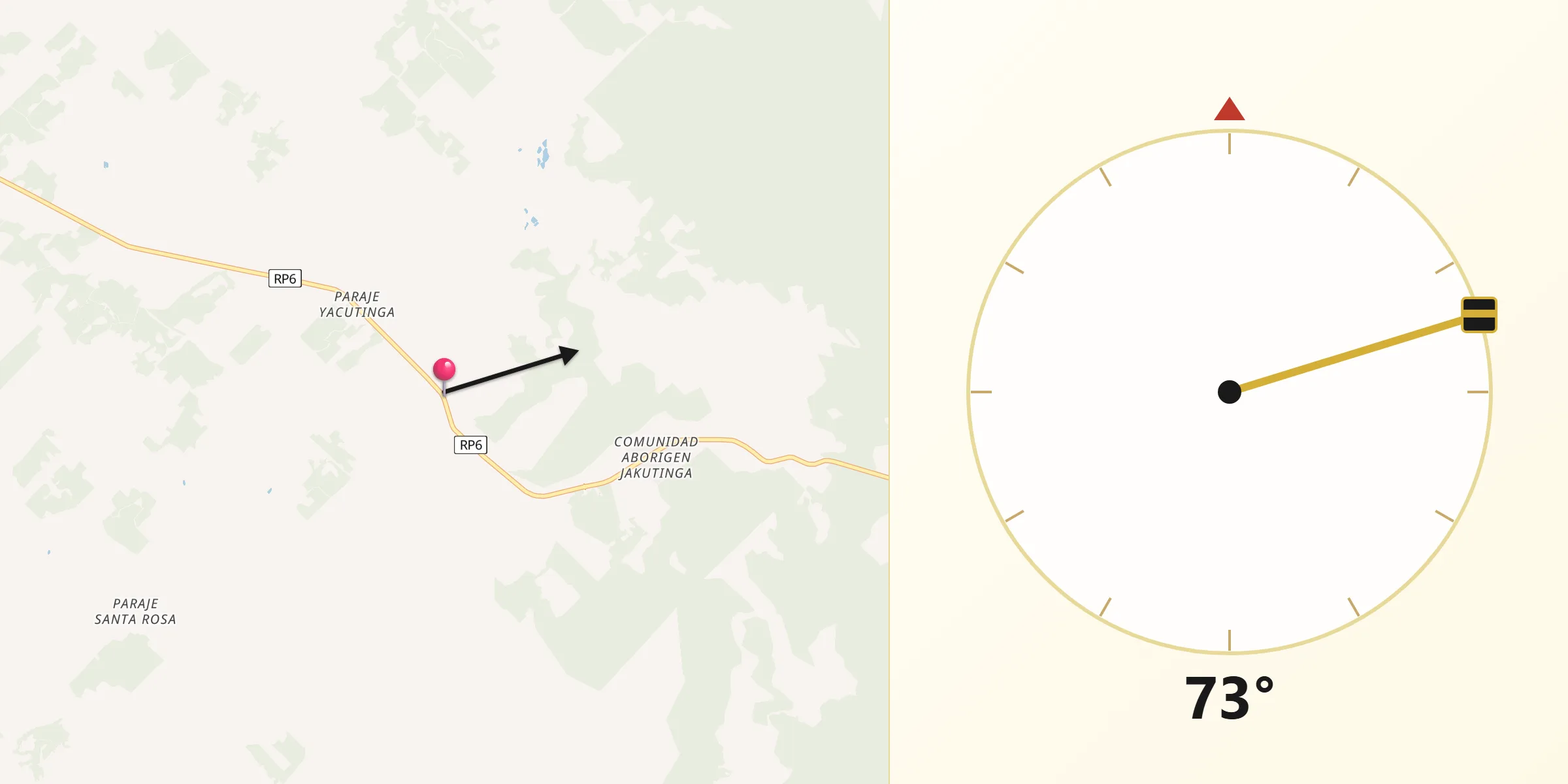 Dirección de la Qibla desde Departamento de San Ignacio
