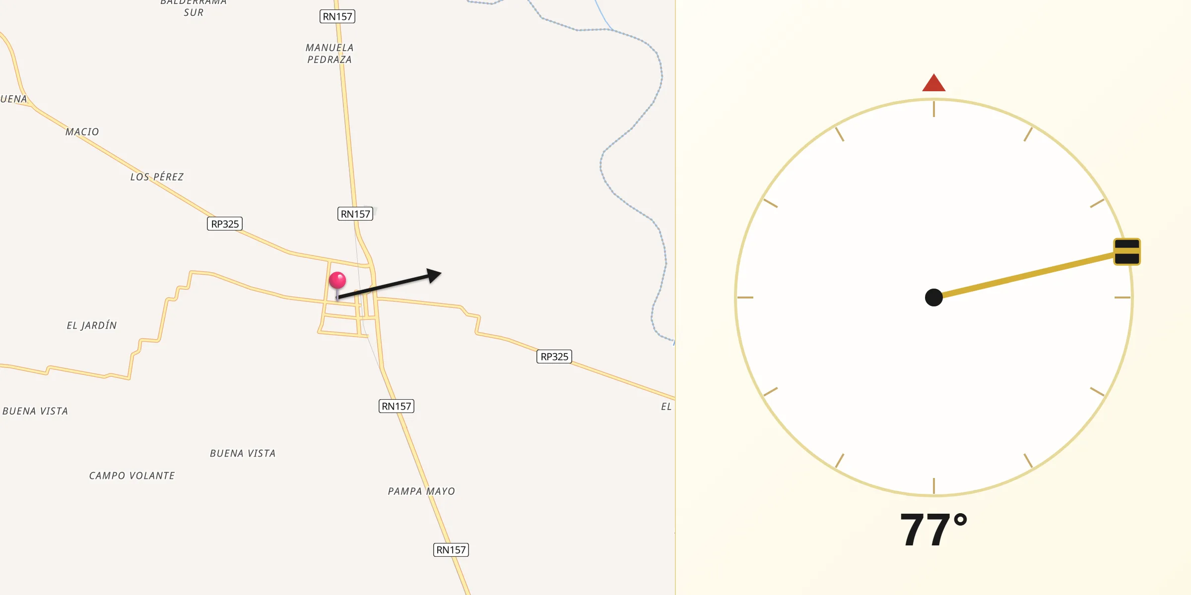 Dirección de la Qibla desde Simoca
