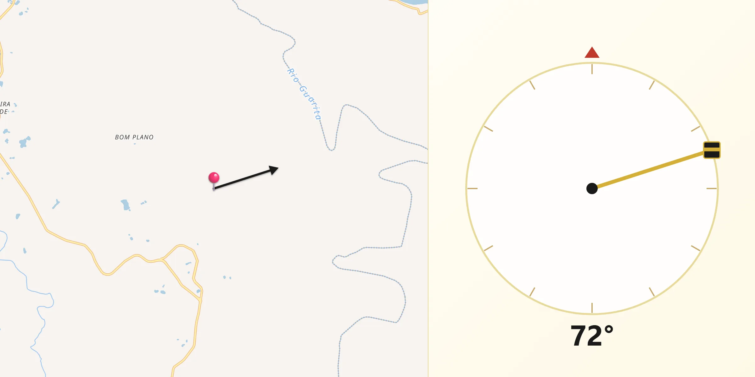 Direção da Qibla a partir de Vista Gaúcha