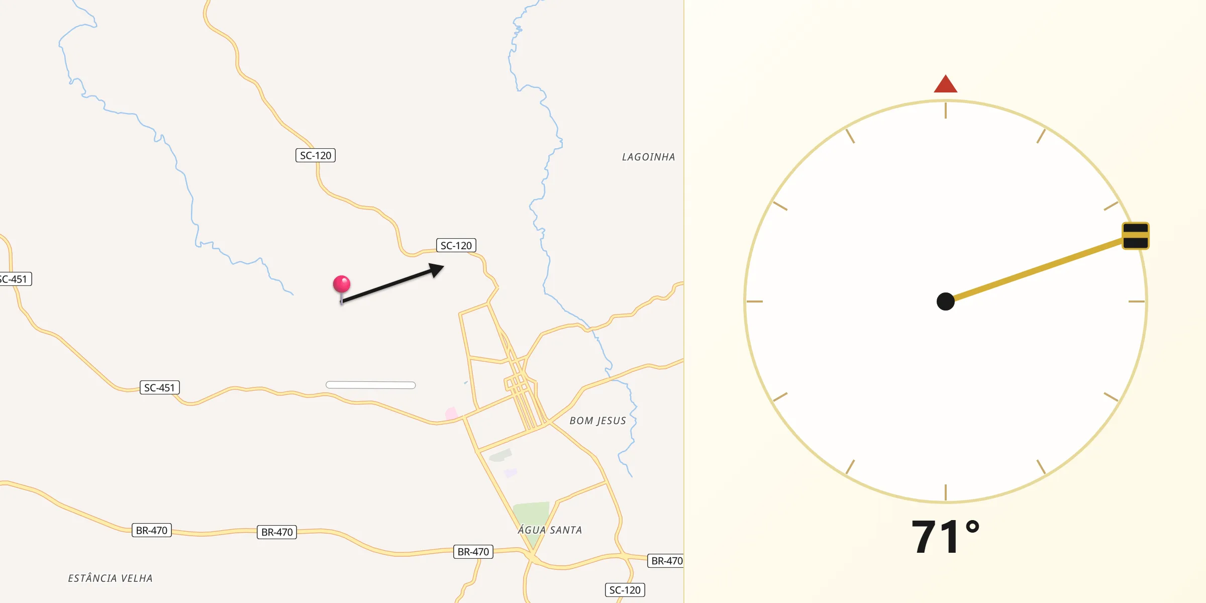 Direção da Qibla a partir de Curitibanos