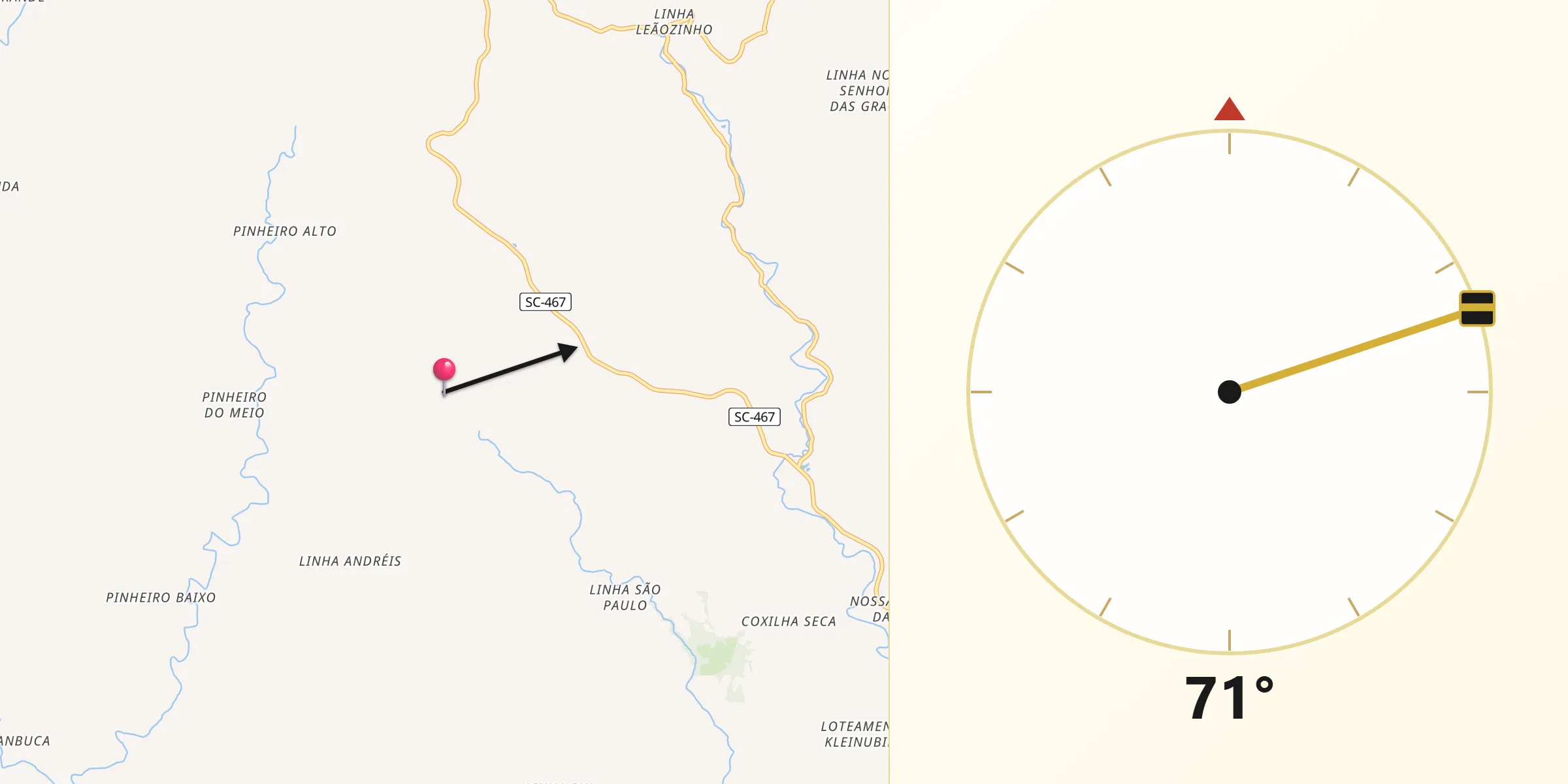 Direção da Qibla a partir de Ouro