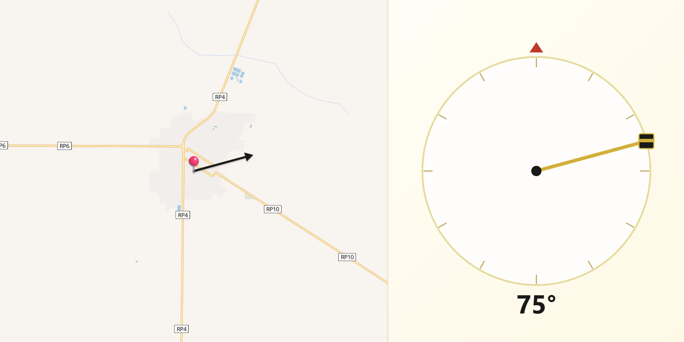 Dirección de la Qibla desde Villa Berthet