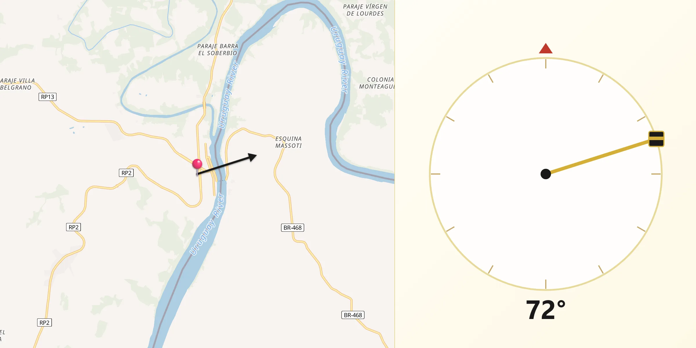 Dirección de la Qibla desde El Soberbio